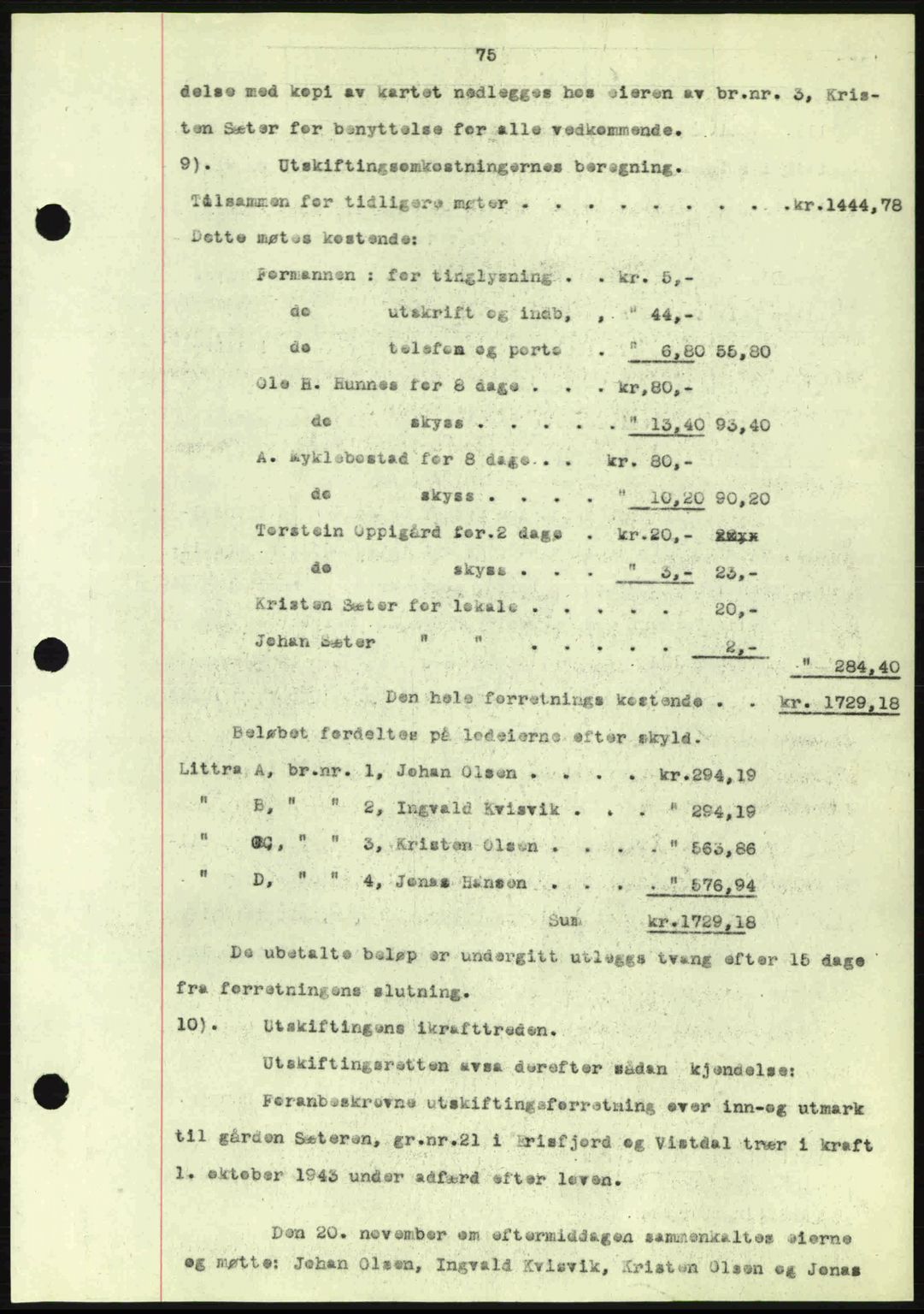 Romsdal sorenskriveri, AV/SAT-A-4149/1/2/2C: Mortgage book no. A13, 1942-1943, Diary no: : 147/1943