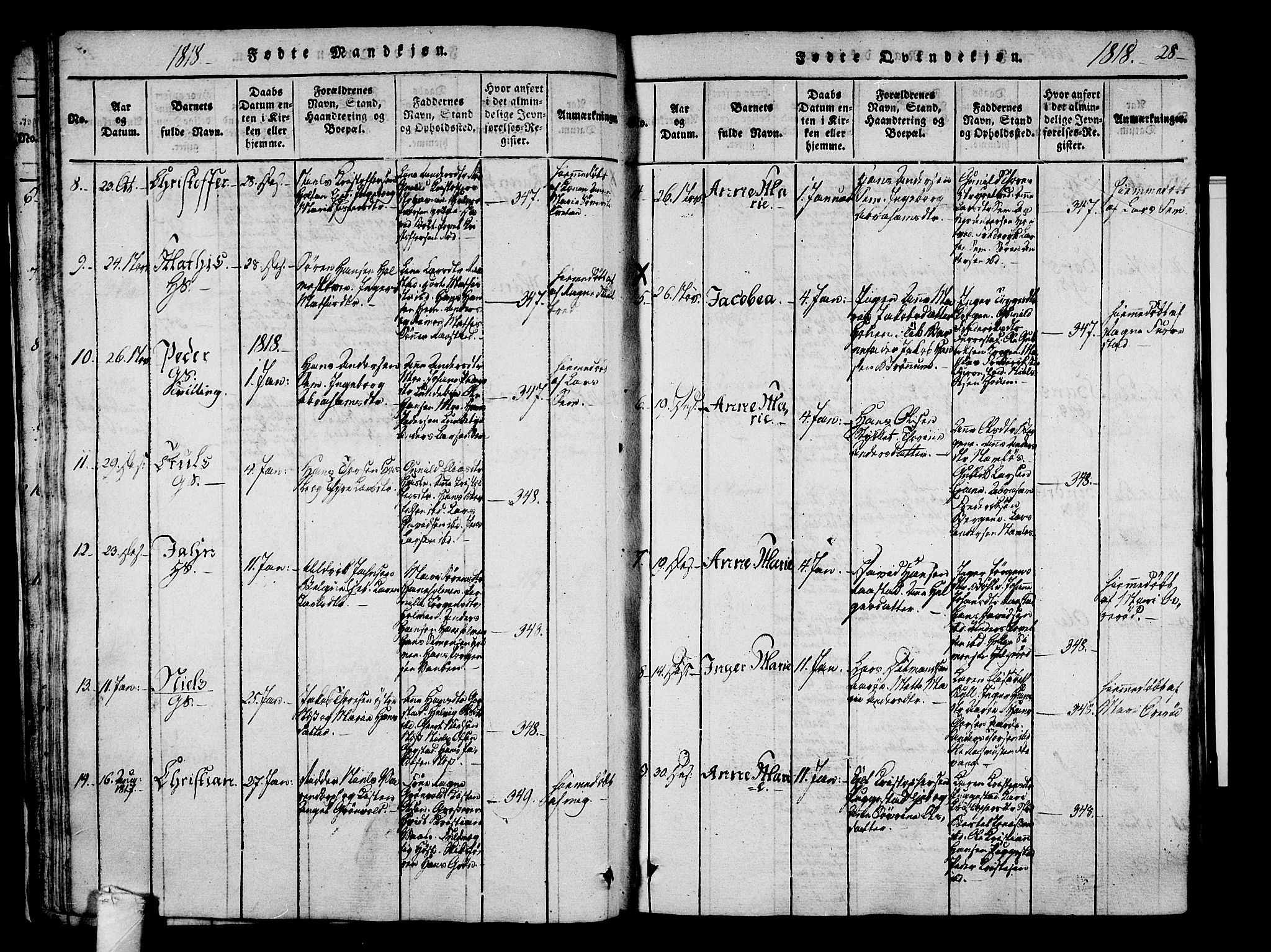 Sandar kirkebøker, AV/SAKO-A-243/F/Fa/L0004: Parish register (official) no. 4, 1814-1832, p. 28