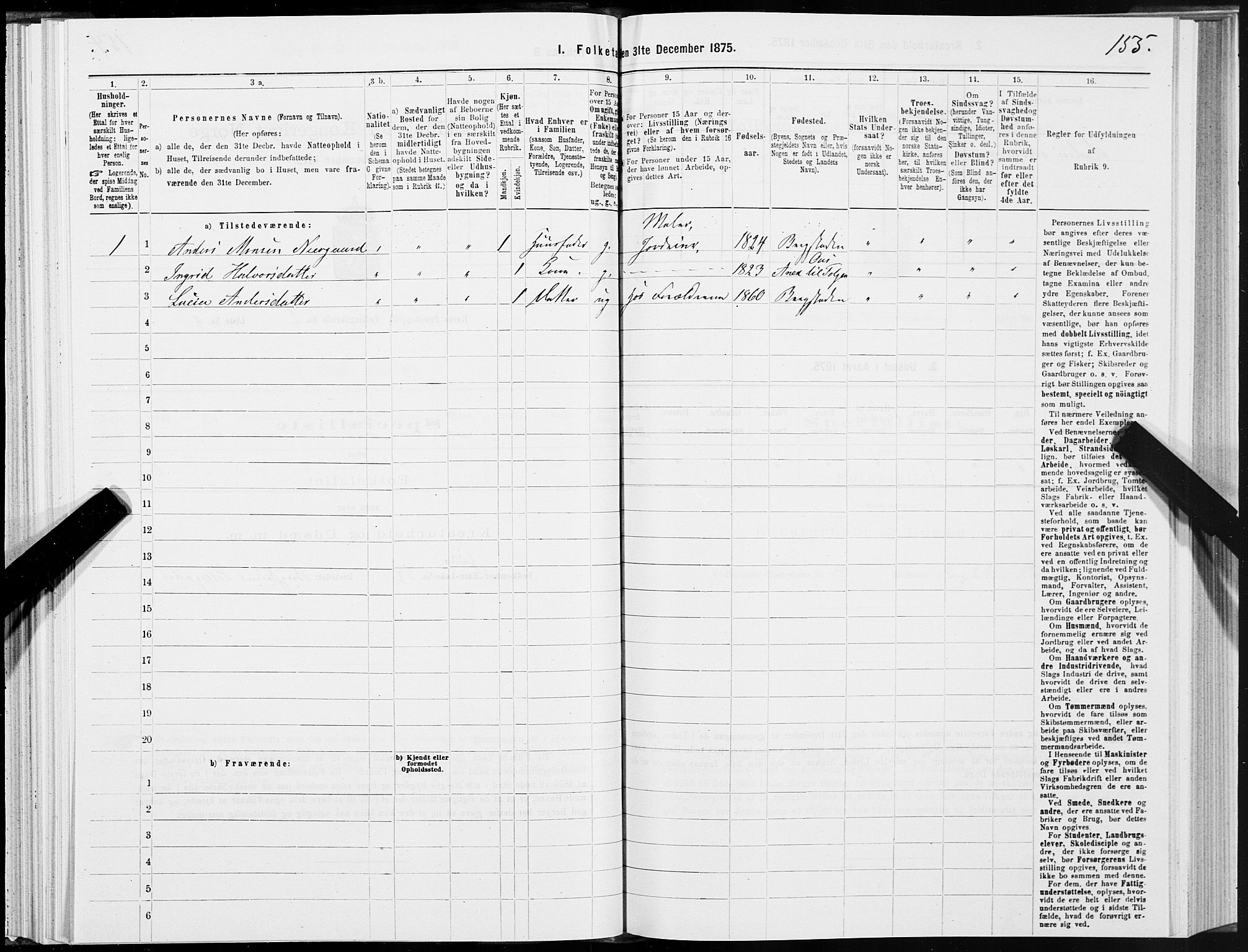 SAT, 1875 census for 1640P Røros, 1875, p. 1155