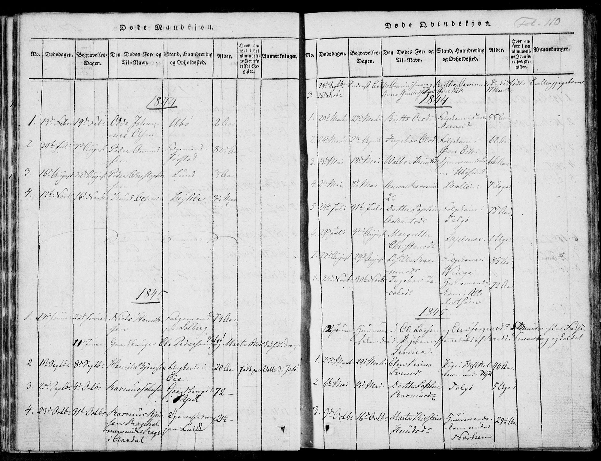 Nedstrand sokneprestkontor, AV/SAST-A-101841/01/IV: Parish register (official) no. A 7, 1816-1870, p. 110