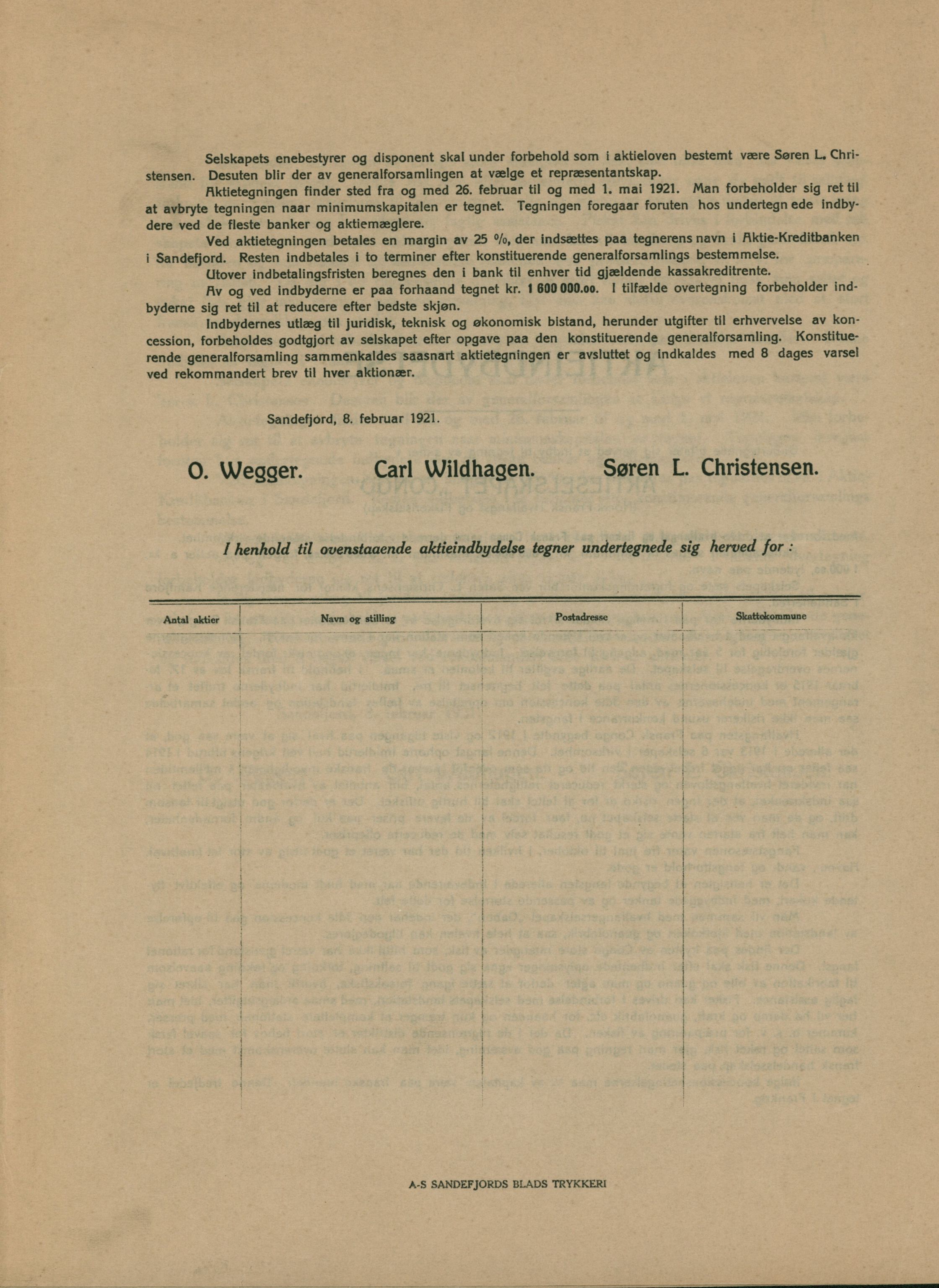 AS Gabon, VEMU/ARS-A-1328/A/L0002: Aksjeinnbydelse, vedtekter, avvikling, 1921-1932