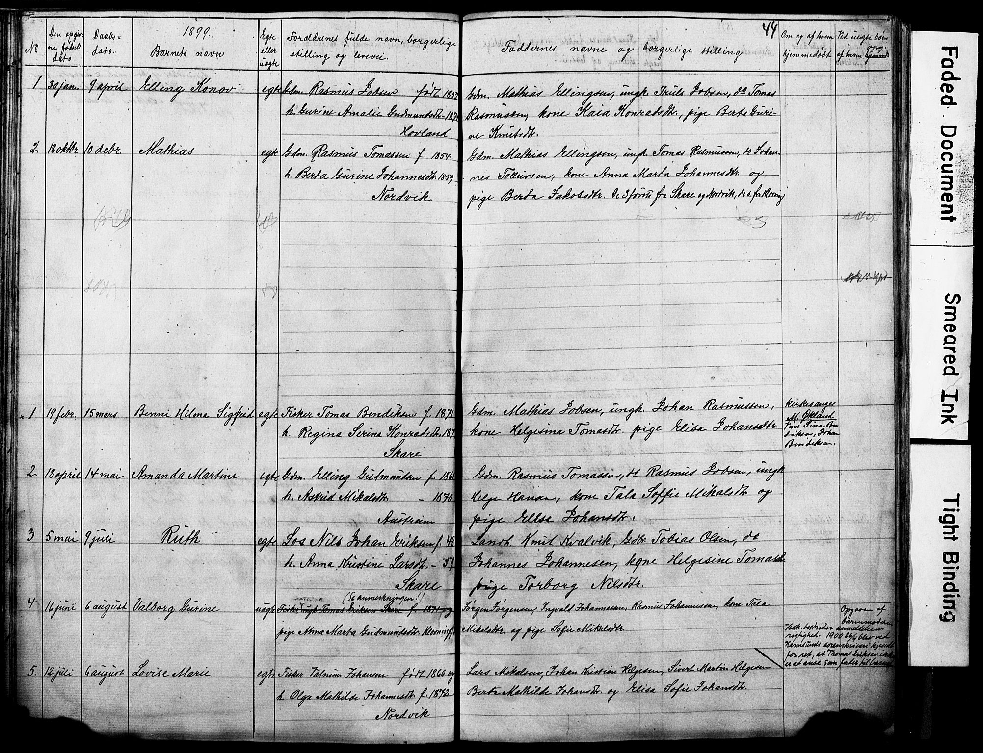 Torvastad sokneprestkontor, SAST/A -101857/H/Ha/Hab/L0005: Parish register (copy) no. B 5, 1857-1908, p. 44