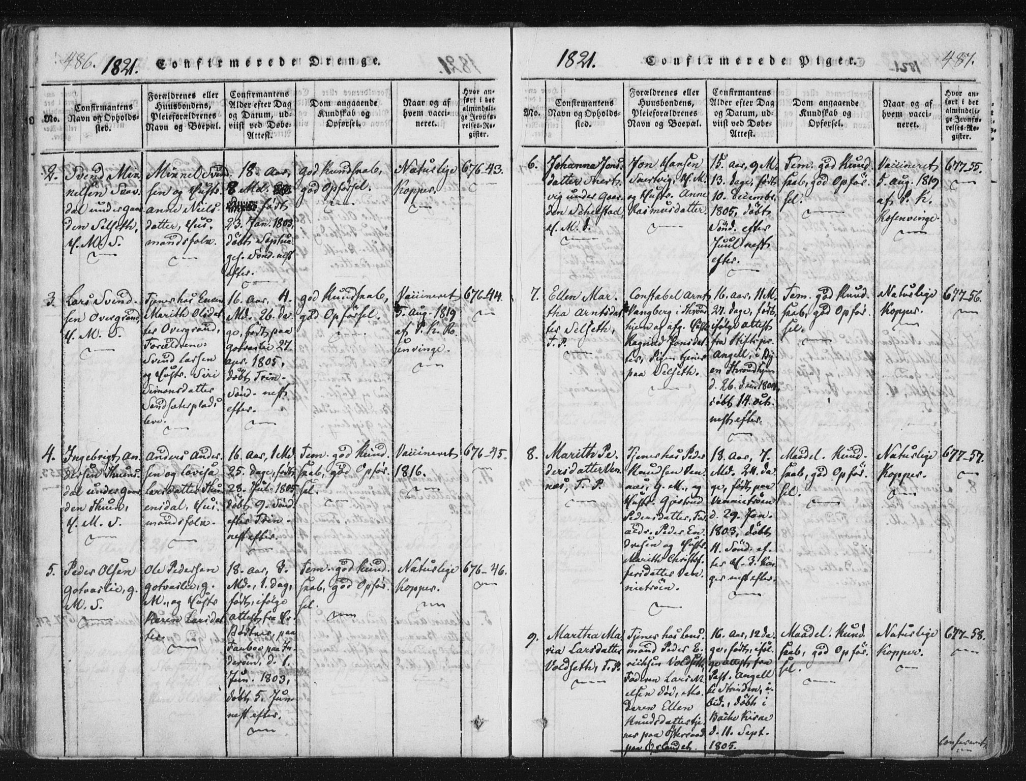 Ministerialprotokoller, klokkerbøker og fødselsregistre - Nord-Trøndelag, SAT/A-1458/744/L0417: Parish register (official) no. 744A01, 1817-1842, p. 486-487