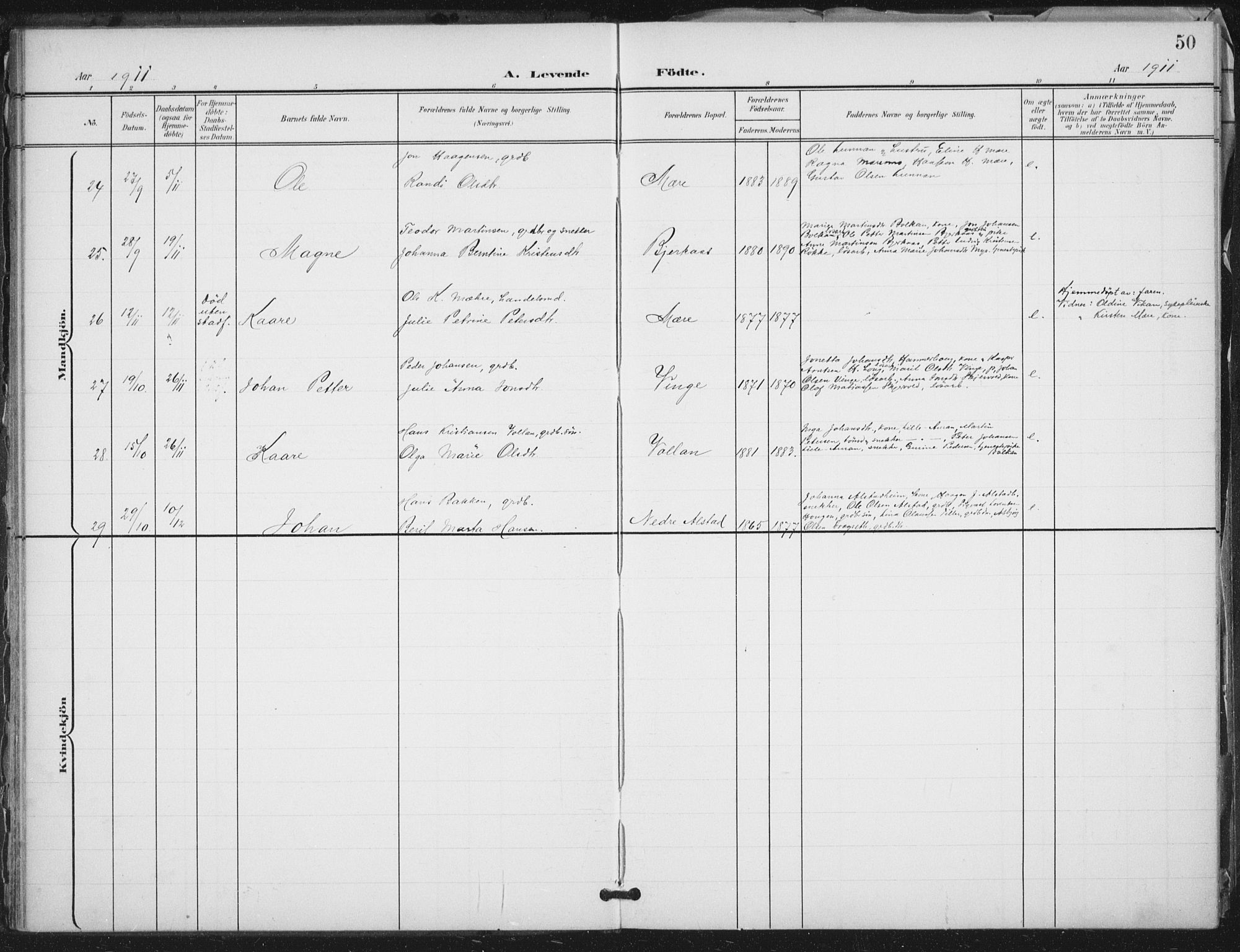 Ministerialprotokoller, klokkerbøker og fødselsregistre - Nord-Trøndelag, AV/SAT-A-1458/712/L0101: Parish register (official) no. 712A02, 1901-1916, p. 50