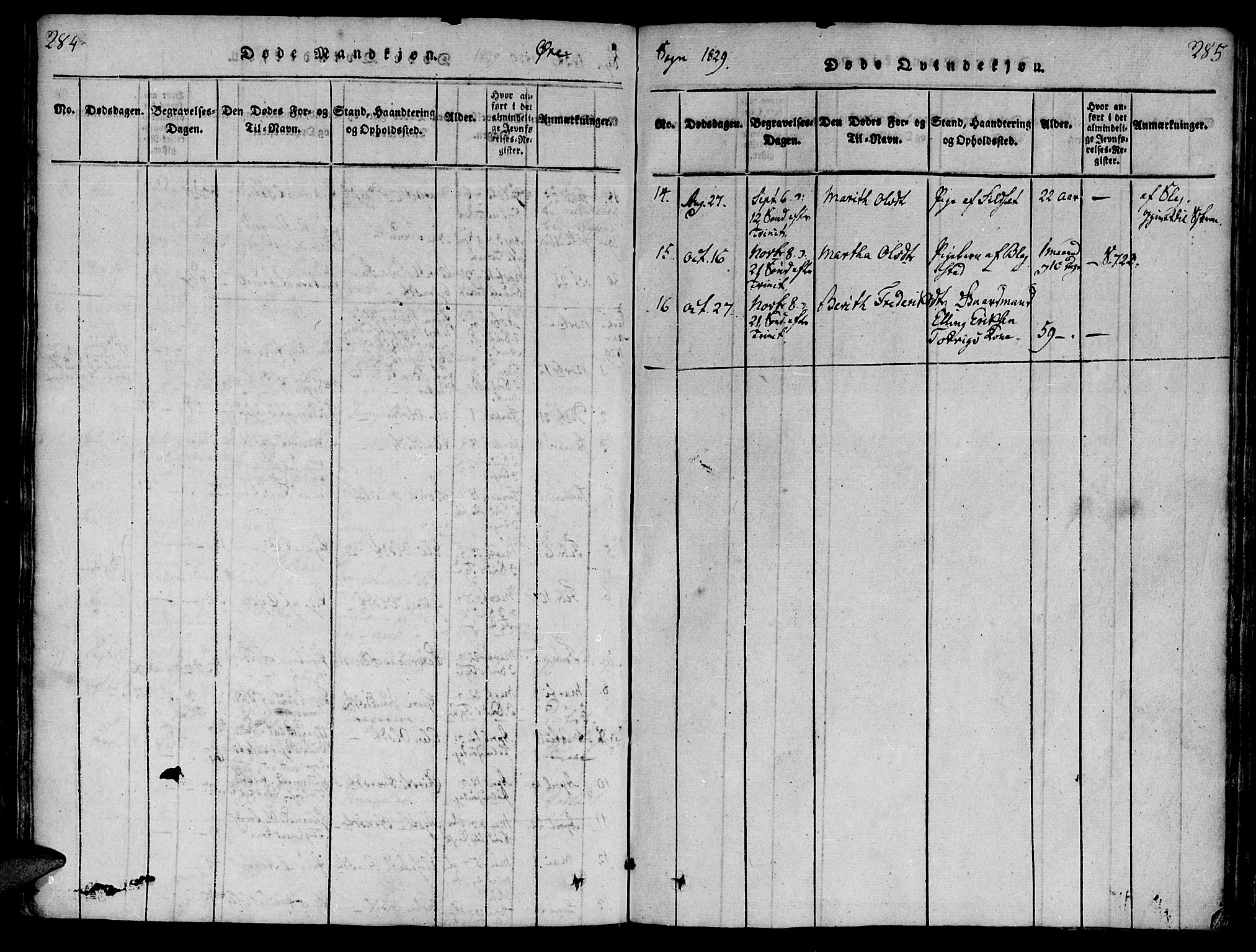 Ministerialprotokoller, klokkerbøker og fødselsregistre - Møre og Romsdal, SAT/A-1454/586/L0982: Parish register (official) no. 586A08, 1819-1829, p. 284-285