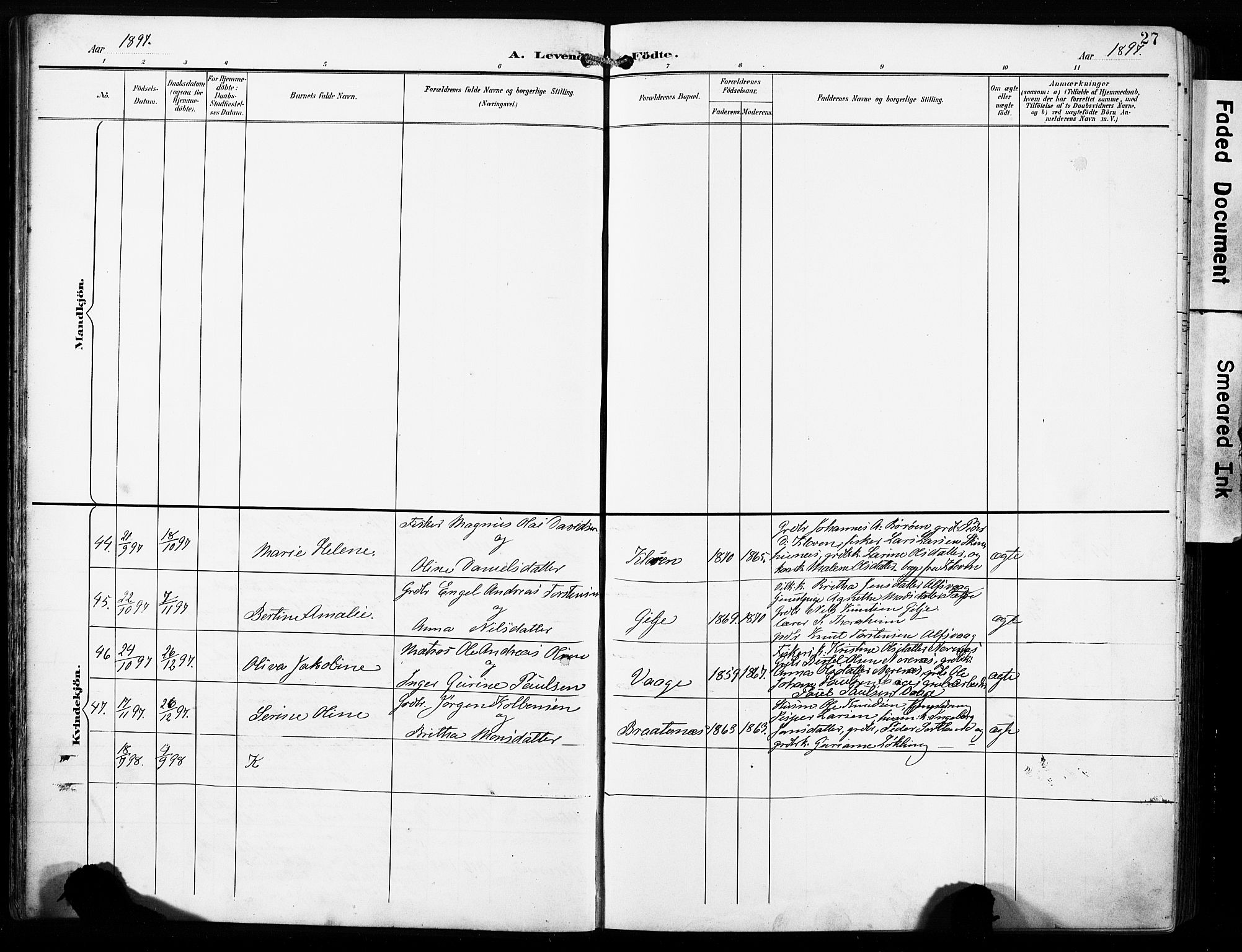 Finnås sokneprestembete, AV/SAB-A-99925/H/Ha/Haa/Haac/L0002: Parish register (official) no. C 2, 1895-1904, p. 27