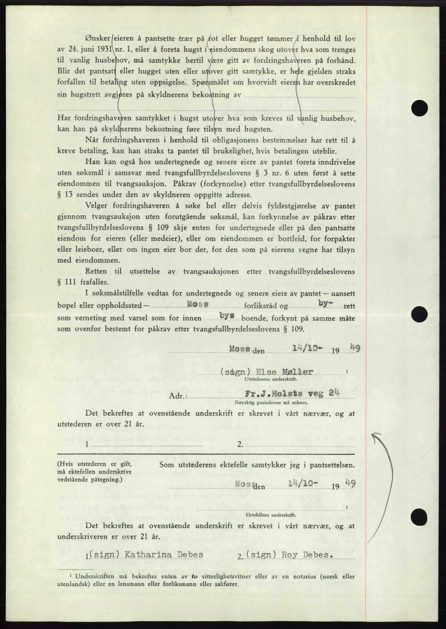 Moss sorenskriveri, AV/SAO-A-10168: Mortgage book no. B23, 1949-1950, Diary no: : 3602/1949