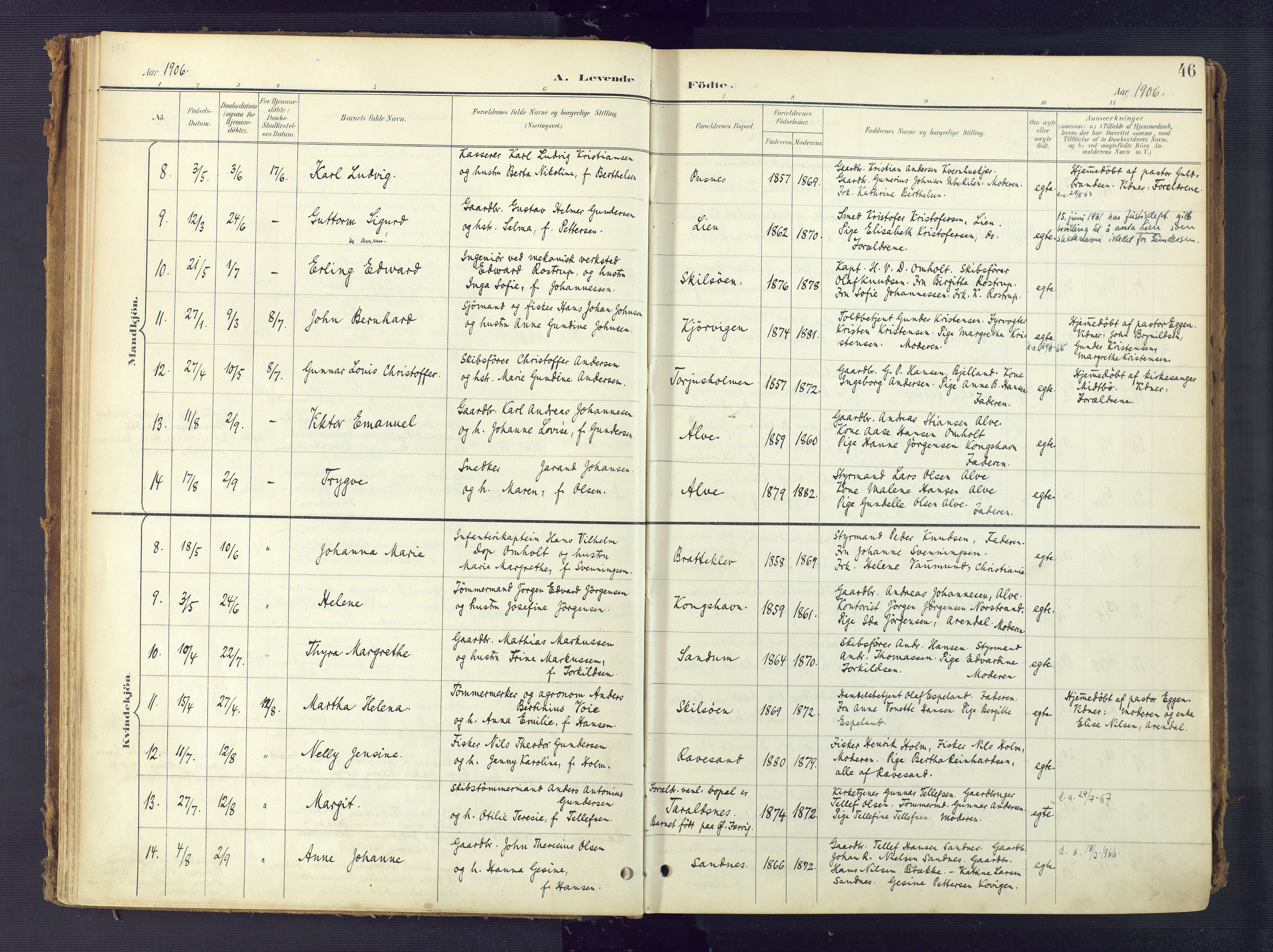 Tromøy sokneprestkontor, SAK/1111-0041/F/Fa/L0010: Parish register (official) no. A 10, 1896-1912, p. 46