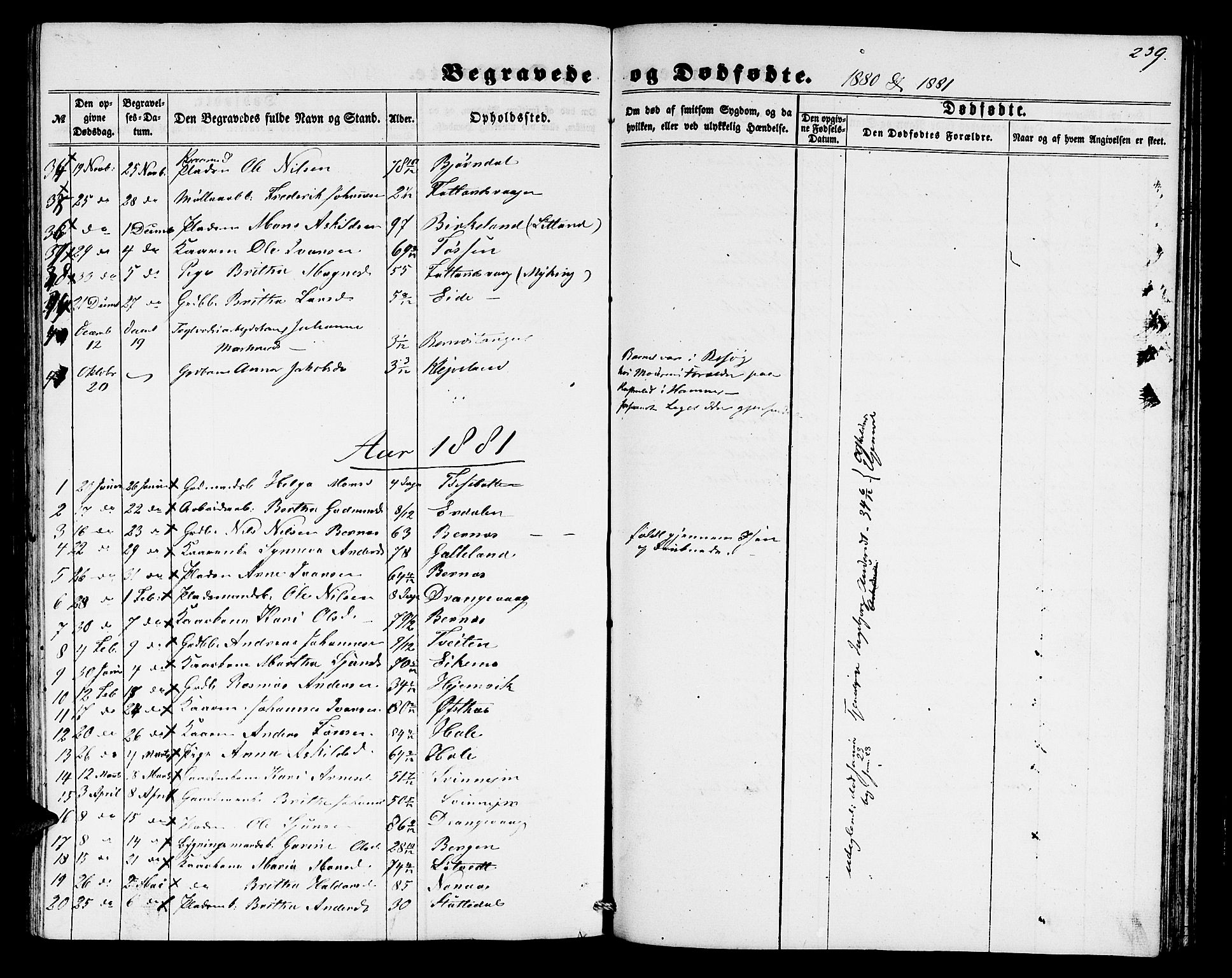 Hosanger sokneprestembete, SAB/A-75801/H/Hab: Parish register (copy) no. A 2, 1857-1881, p. 239