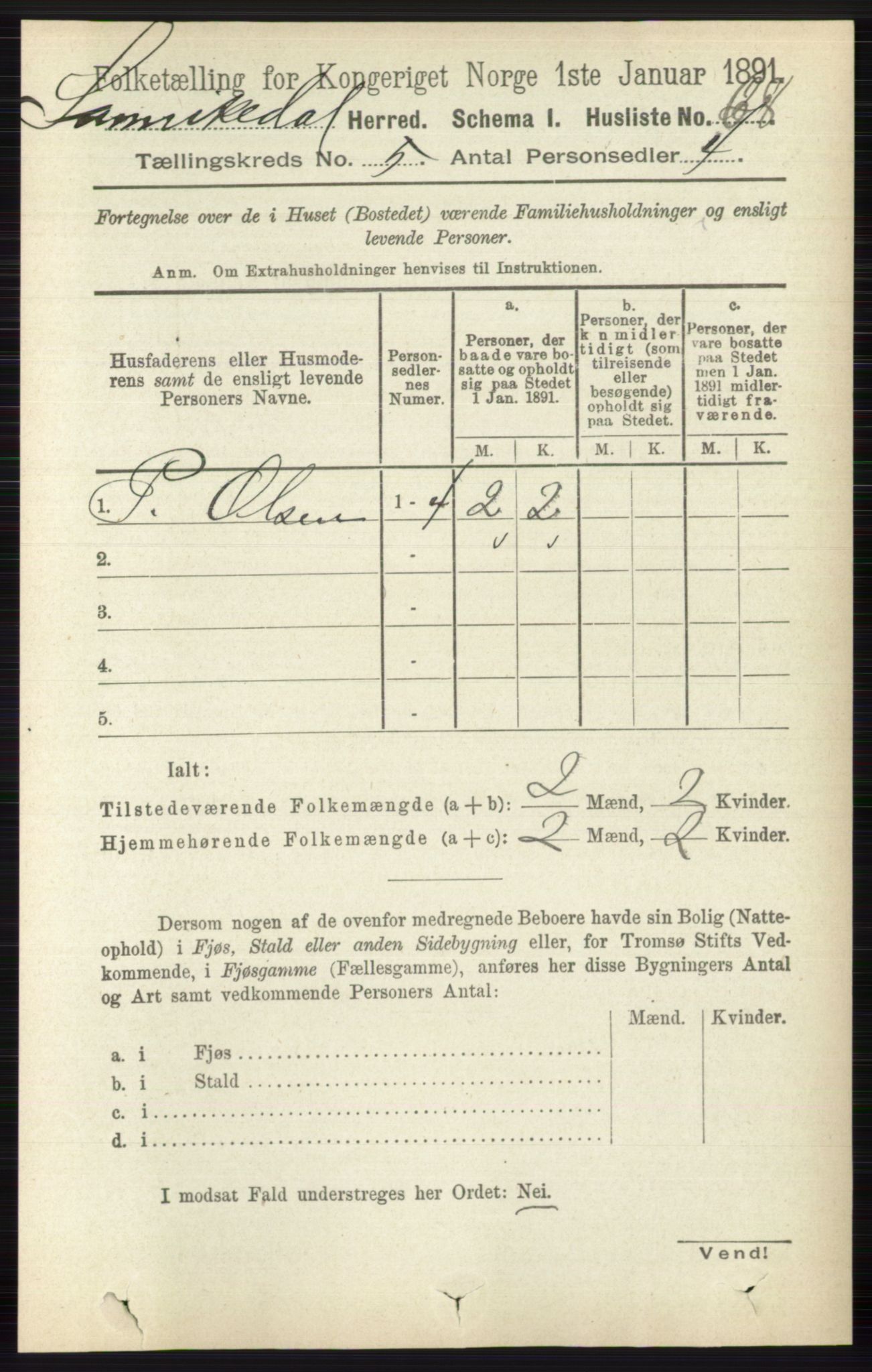 RA, 1891 census for 0816 Sannidal, 1891, p. 2035