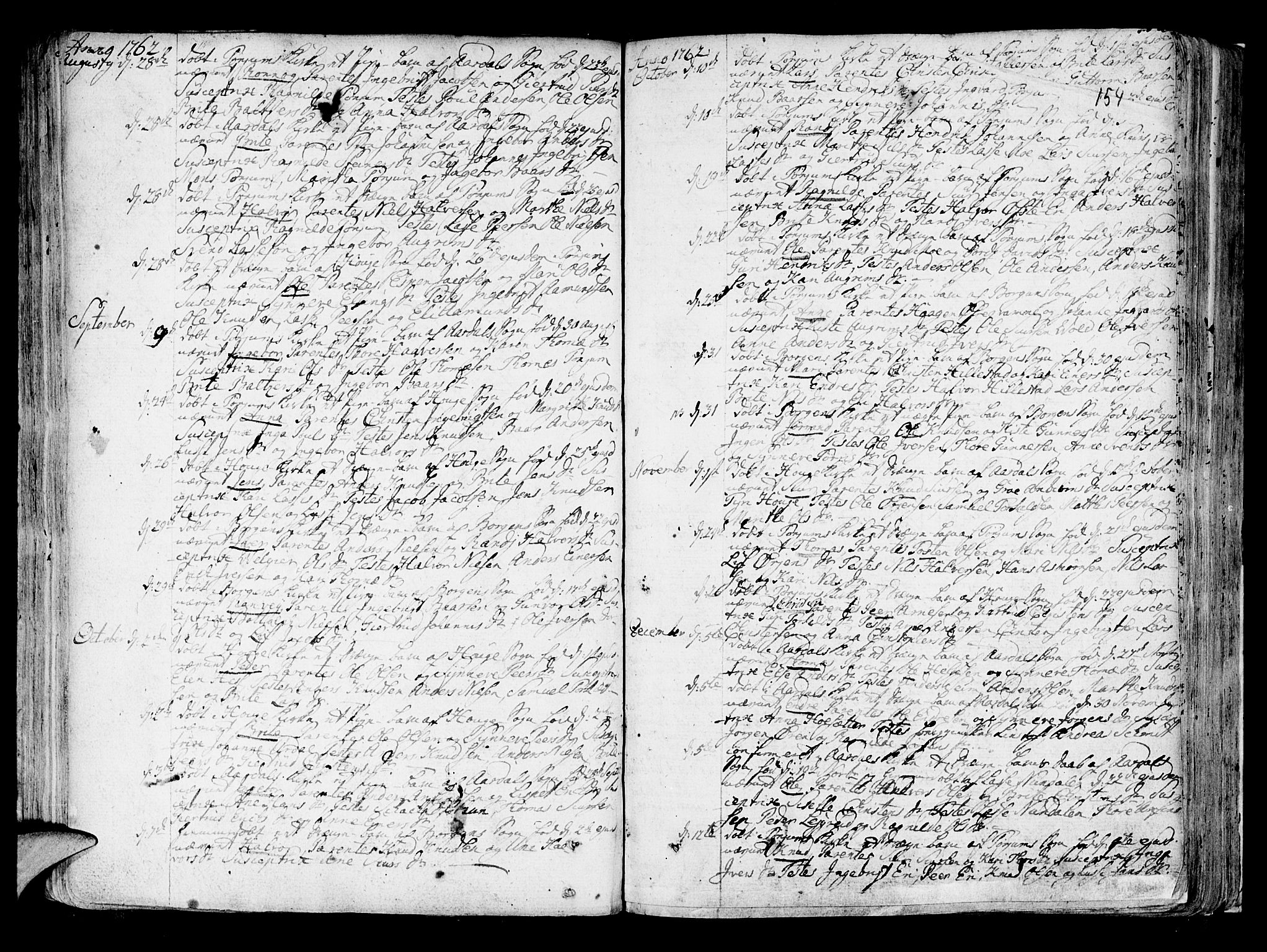 Lærdal sokneprestembete, SAB/A-81201: Parish register (official) no. A 2, 1752-1782, p. 154