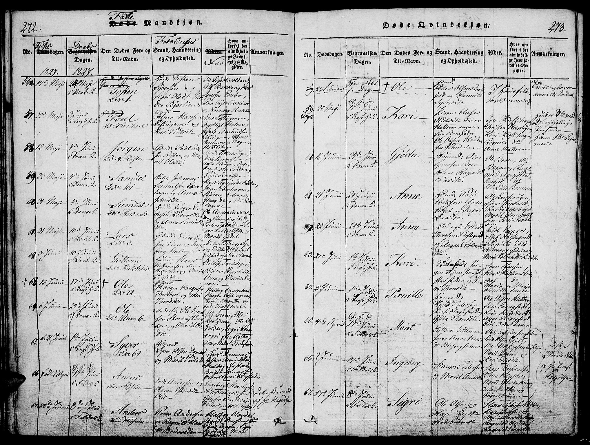 Lesja prestekontor, AV/SAH-PREST-068/H/Ha/Haa/L0004: Parish register (official) no. 4, 1820-1829, p. 272-273