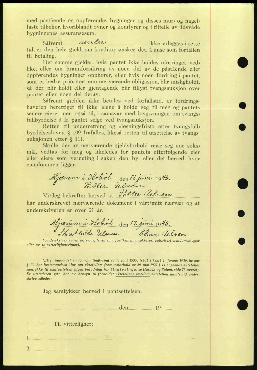 Moss sorenskriveri, SAO/A-10168: Mortgage book no. B10, 1940-1941, Diary no: : 1499/1940