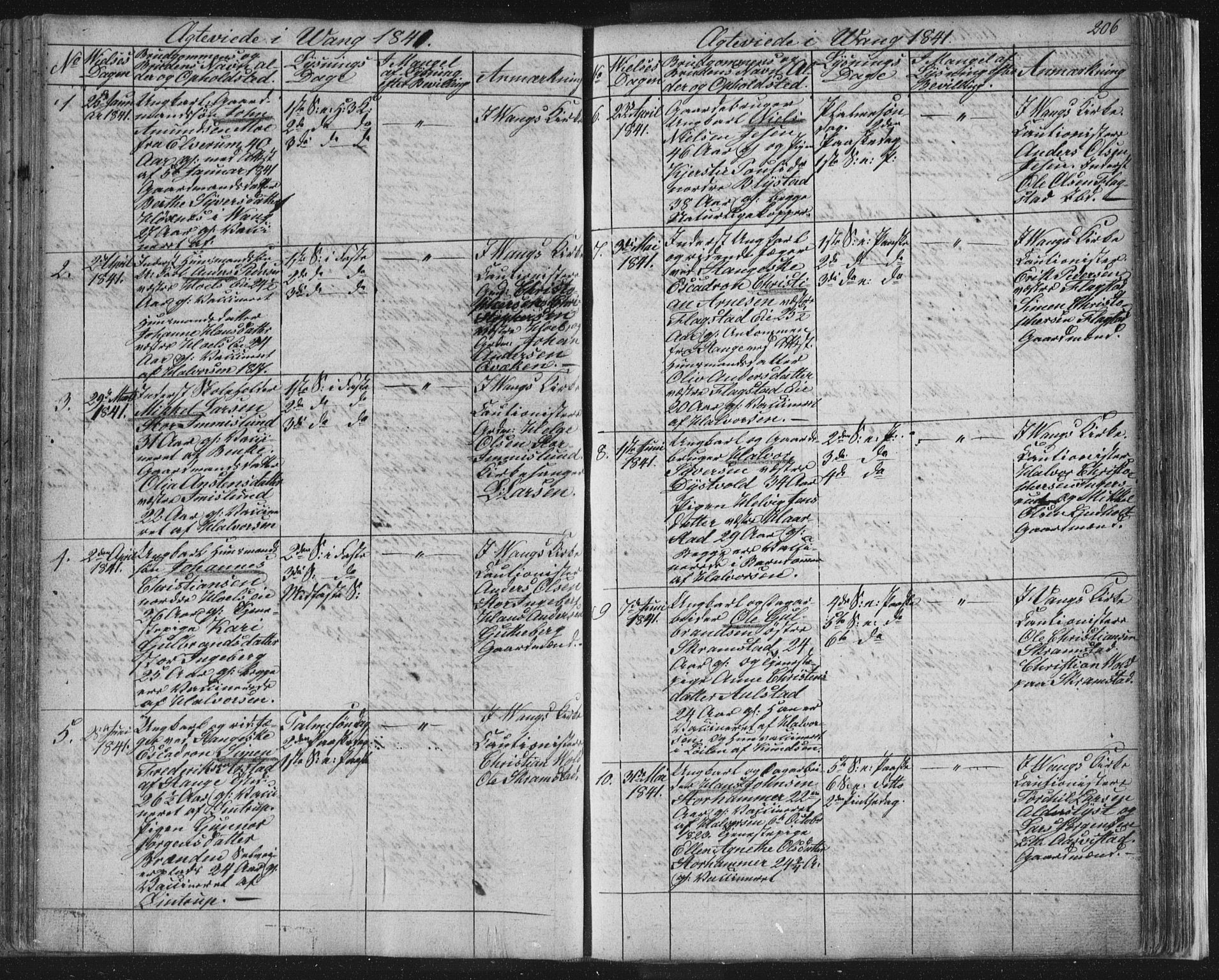 Vang prestekontor, Hedmark, SAH/PREST-008/H/Ha/Hab/L0008: Parish register (copy) no. 8, 1832-1854, p. 206