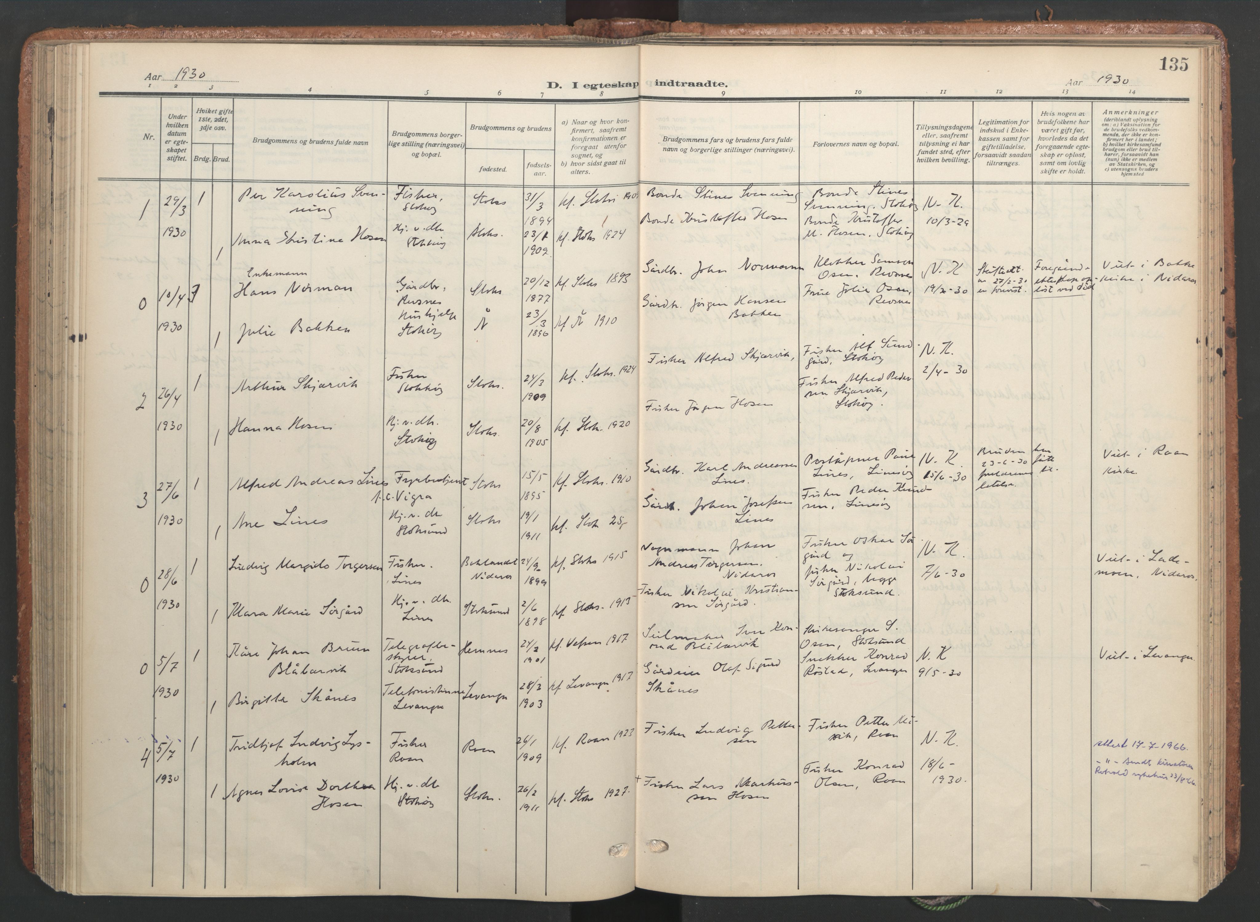 Ministerialprotokoller, klokkerbøker og fødselsregistre - Sør-Trøndelag, SAT/A-1456/656/L0694: Parish register (official) no. 656A03, 1914-1931, p. 135