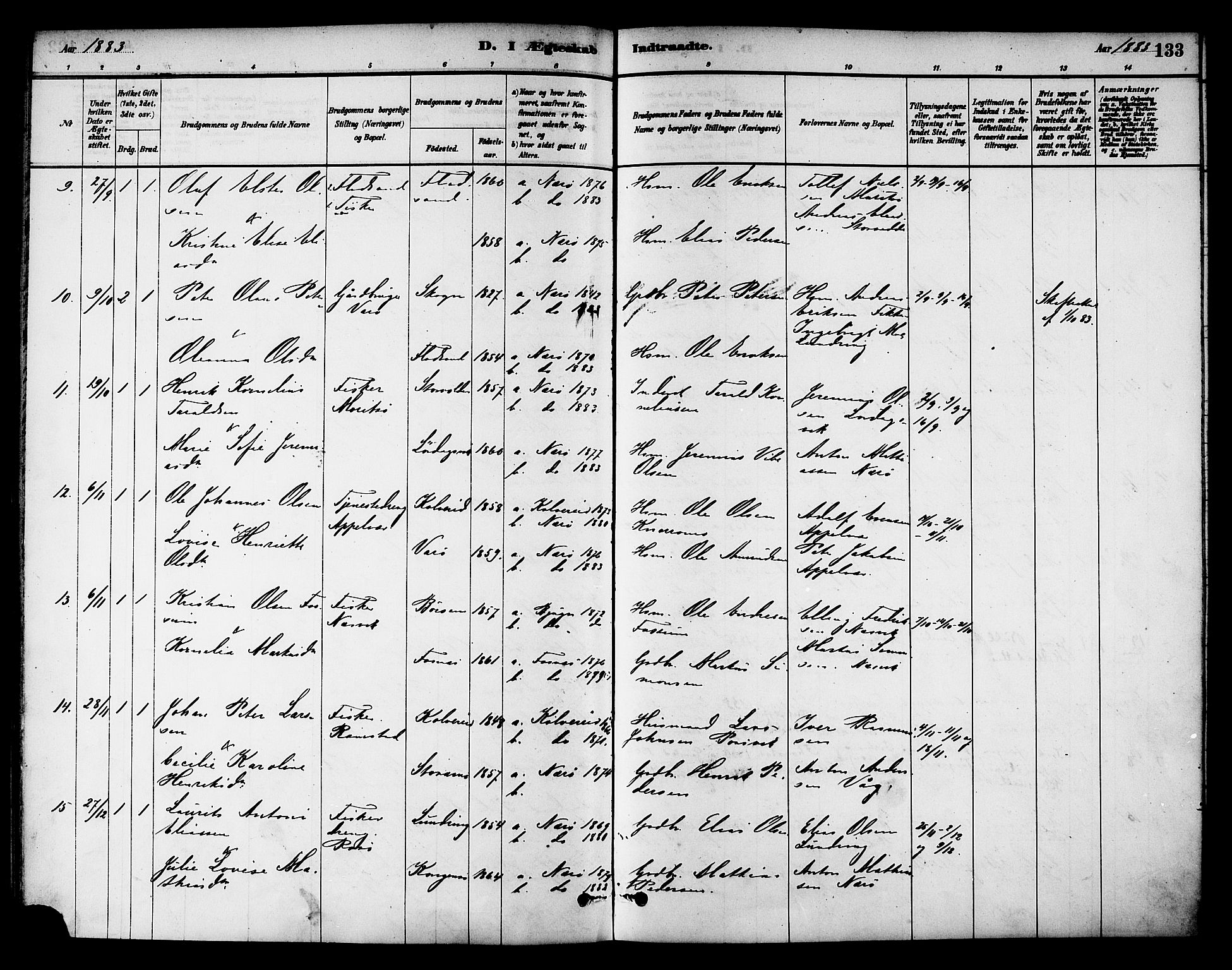 Ministerialprotokoller, klokkerbøker og fødselsregistre - Nord-Trøndelag, AV/SAT-A-1458/784/L0672: Parish register (official) no. 784A07, 1880-1887, p. 133