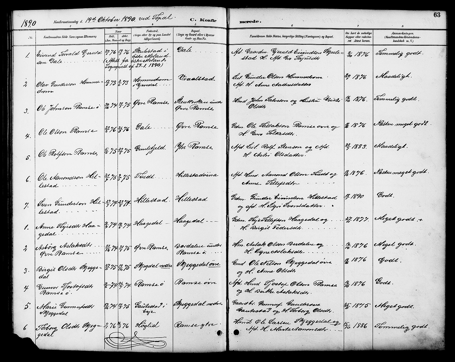 Åmli sokneprestkontor, SAK/1111-0050/F/Fb/Fbb/L0002: Parish register (copy) no. B 2, 1890-1905, p. 63
