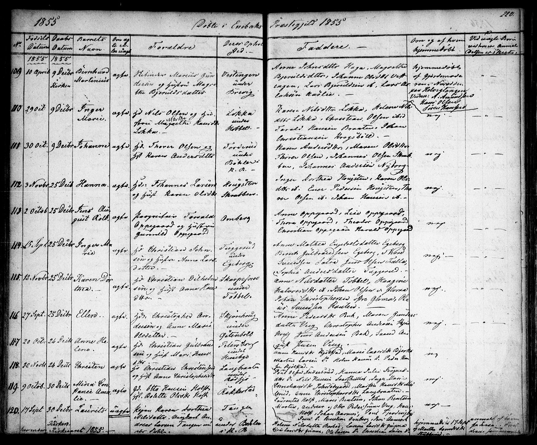 Enebakk prestekontor Kirkebøker, SAO/A-10171c/F/Fa/L0009: Parish register (official) no. I 9, 1832-1861, p. 220