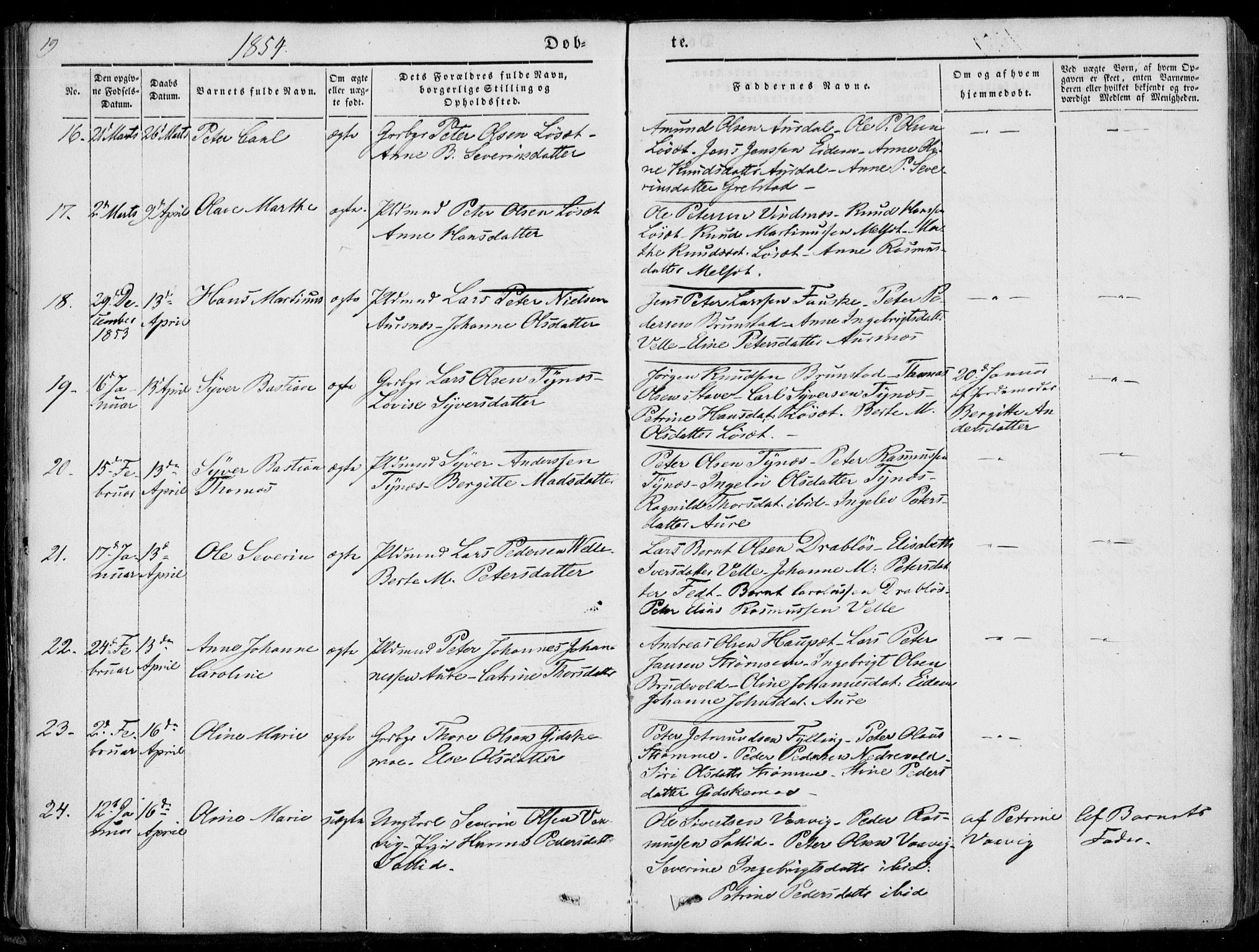 Ministerialprotokoller, klokkerbøker og fødselsregistre - Møre og Romsdal, AV/SAT-A-1454/522/L0313: Parish register (official) no. 522A08, 1852-1862, p. 19