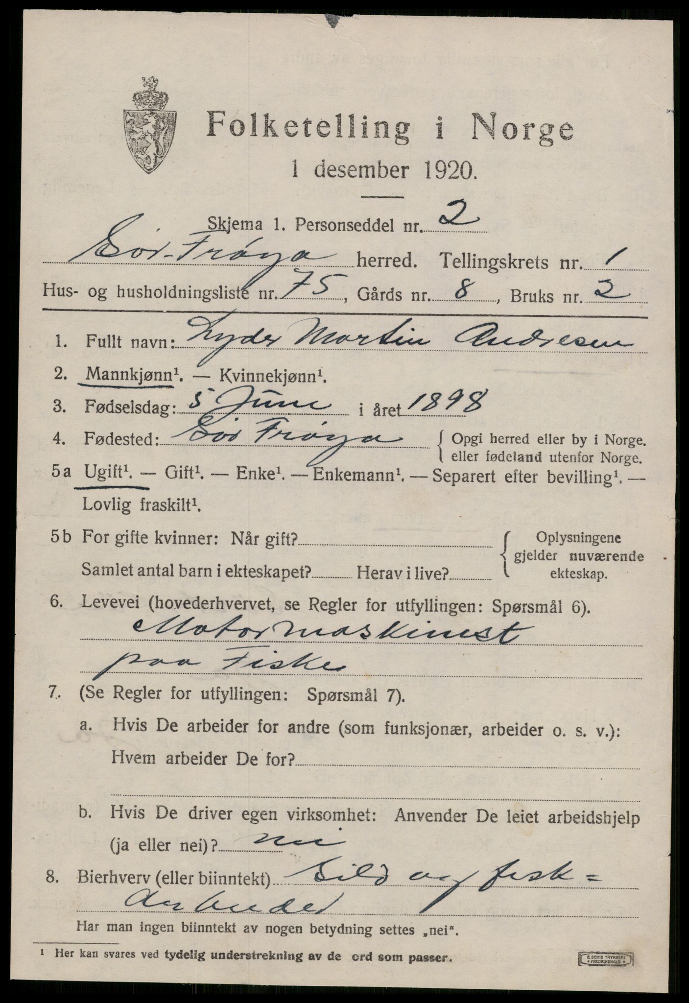 SAT, 1920 census for Sør-Frøya, 1920, p. 1911