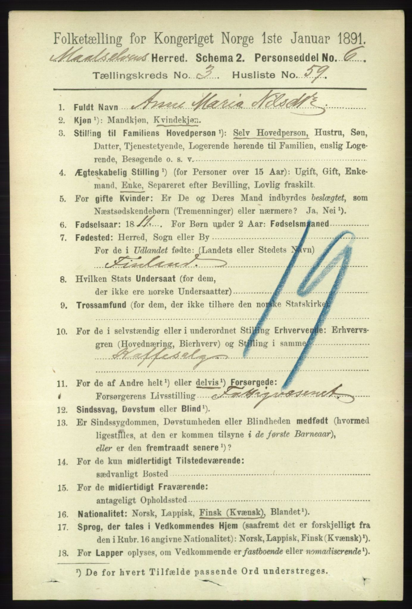 RA, 1891 census for 1924 Målselv, 1891, p. 1011