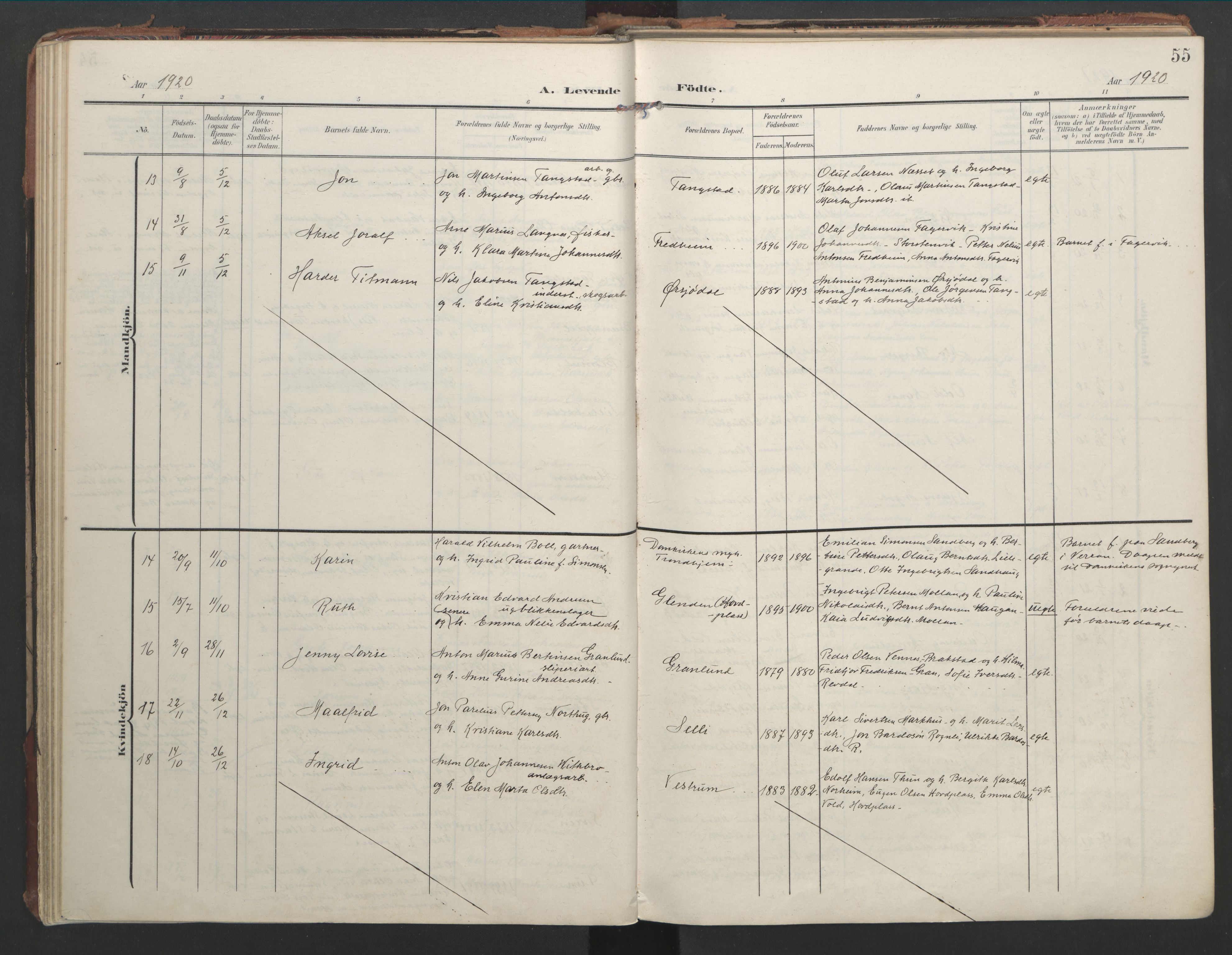 Ministerialprotokoller, klokkerbøker og fødselsregistre - Nord-Trøndelag, AV/SAT-A-1458/744/L0421: Parish register (official) no. 744A05, 1905-1930, p. 55