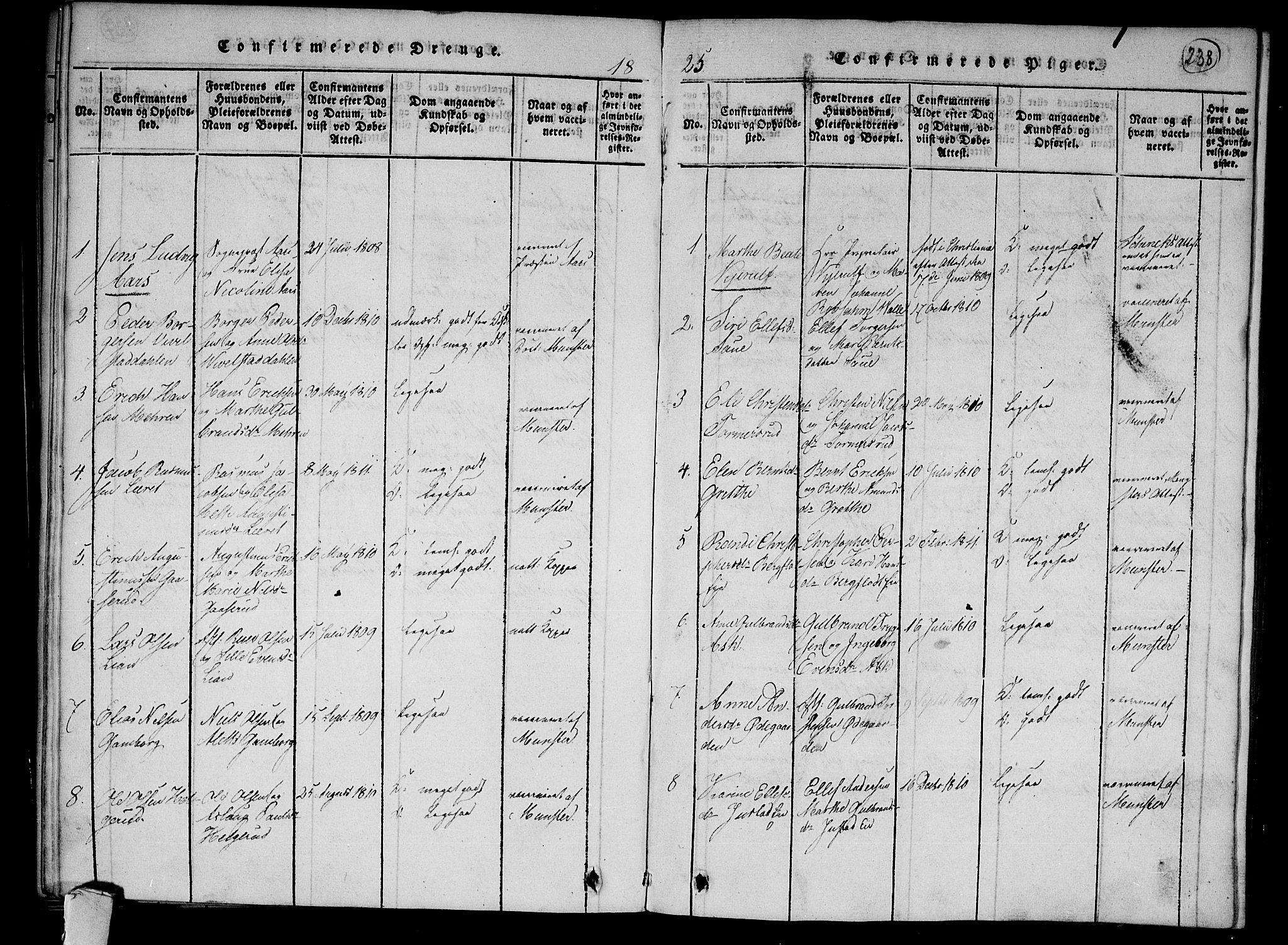 Lier kirkebøker, AV/SAKO-A-230/F/Fa/L0009: Parish register (official) no. I 9, 1824-1827, p. 238