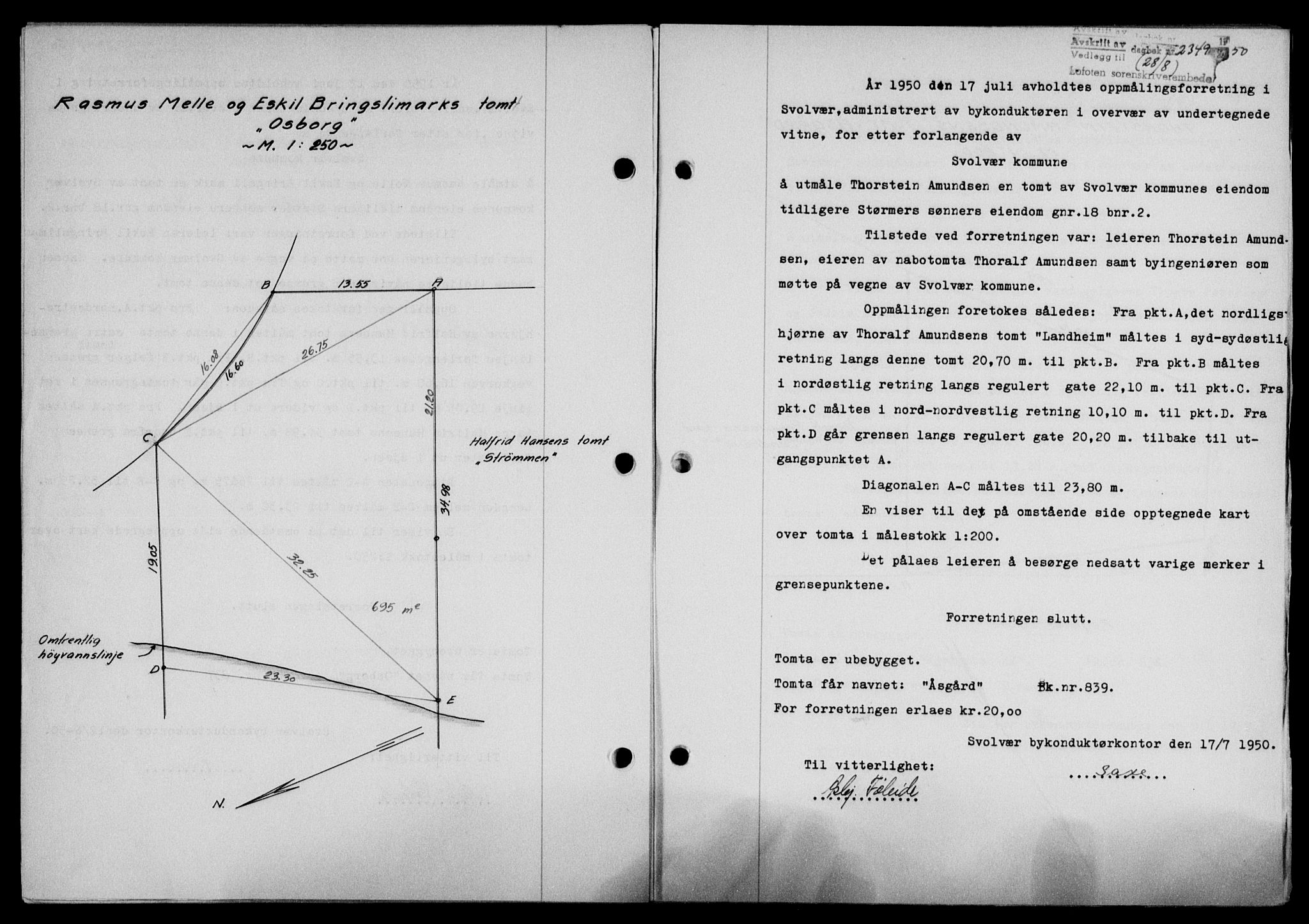 Lofoten sorenskriveri, SAT/A-0017/1/2/2C/L0024a: Mortgage book no. 24a, 1950-1950, Diary no: : 2349/1950
