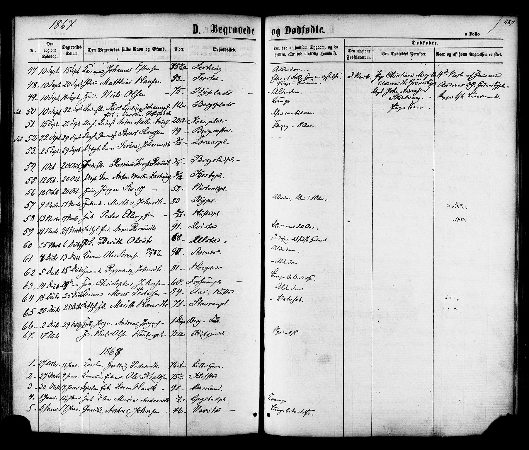 Ministerialprotokoller, klokkerbøker og fødselsregistre - Nord-Trøndelag, SAT/A-1458/730/L0284: Parish register (official) no. 730A09, 1866-1878, p. 287