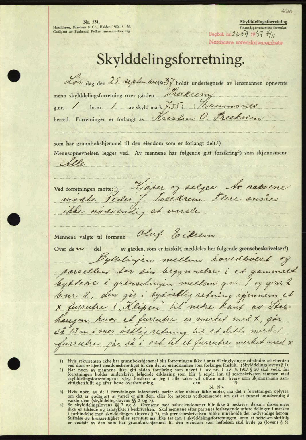 Nordmøre sorenskriveri, SAT/A-4132/1/2/2Ca: Mortgage book no. A82, 1937-1938, Diary no: : 2659/1937