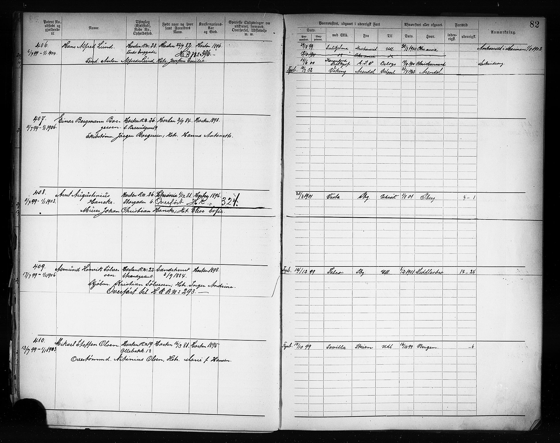 Horten innrulleringskontor, AV/SAKO-A-785/F/Fb/L0004: Annotasjonsrulle, 1889-1911, p. 86