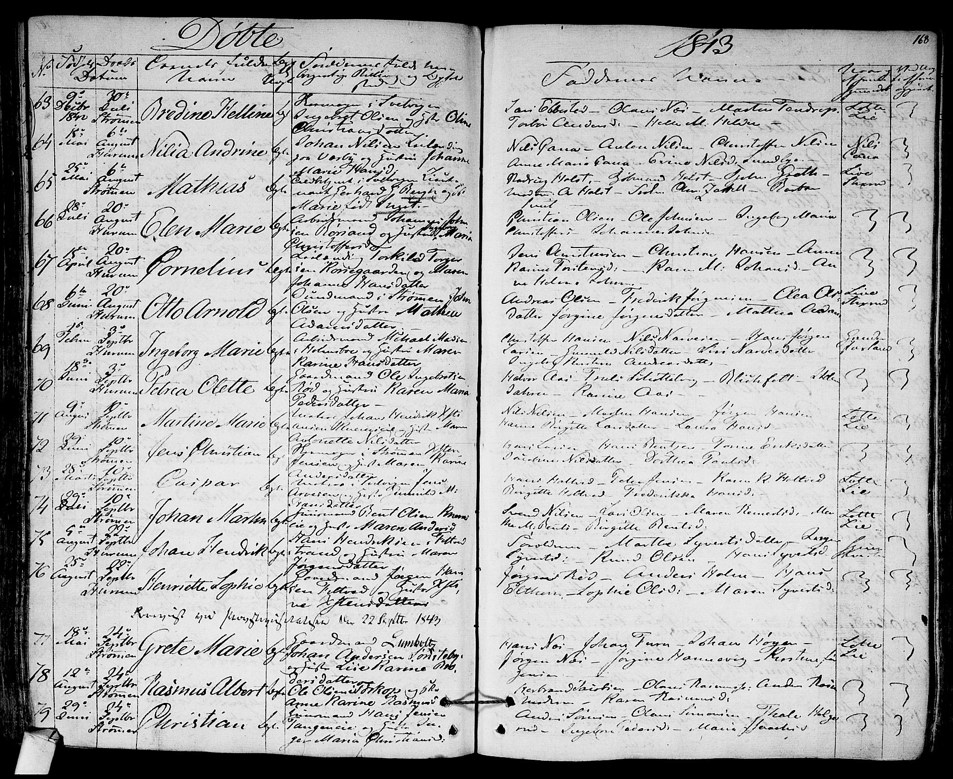 Hurum kirkebøker, AV/SAKO-A-229/F/Fa/L0010: Parish register (official) no. 10, 1827-1846, p. 168