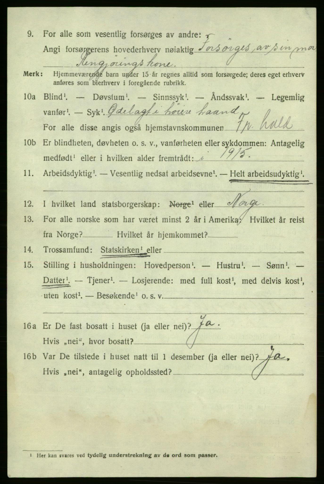 SAO, 1920 census for Fredrikshald, 1920, p. 19934