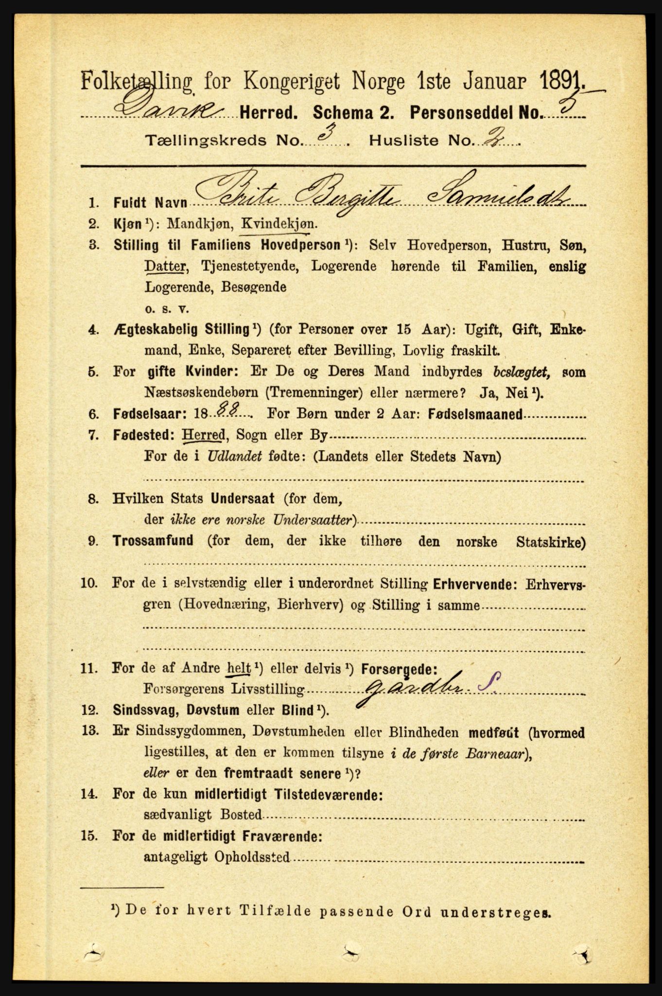 RA, 1891 census for 1442 Davik, 1891, p. 990