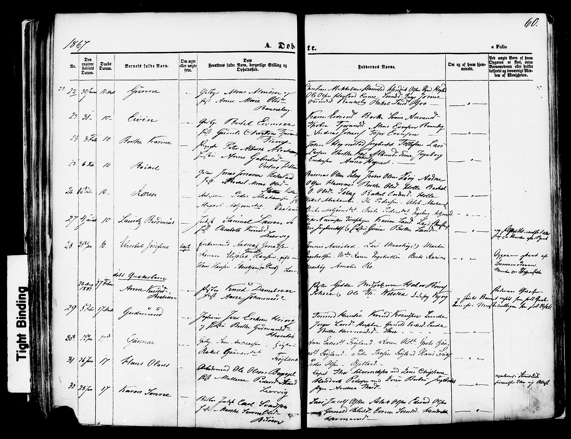 Hetland sokneprestkontor, AV/SAST-A-101826/30/30BA/L0003: Parish register (official) no. A 3, 1862-1876, p. 60