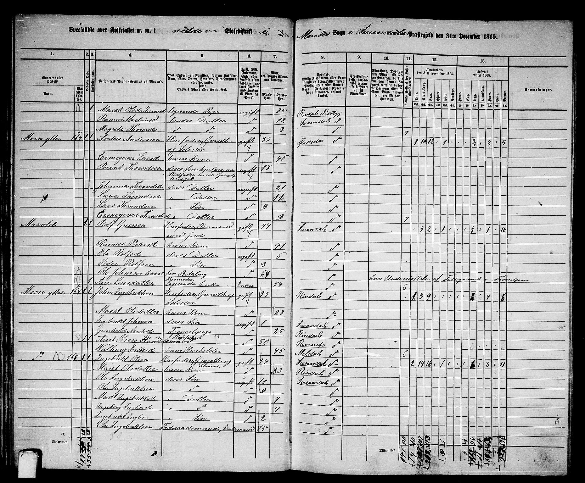 RA, 1865 census for Surnadal, 1865, p. 38