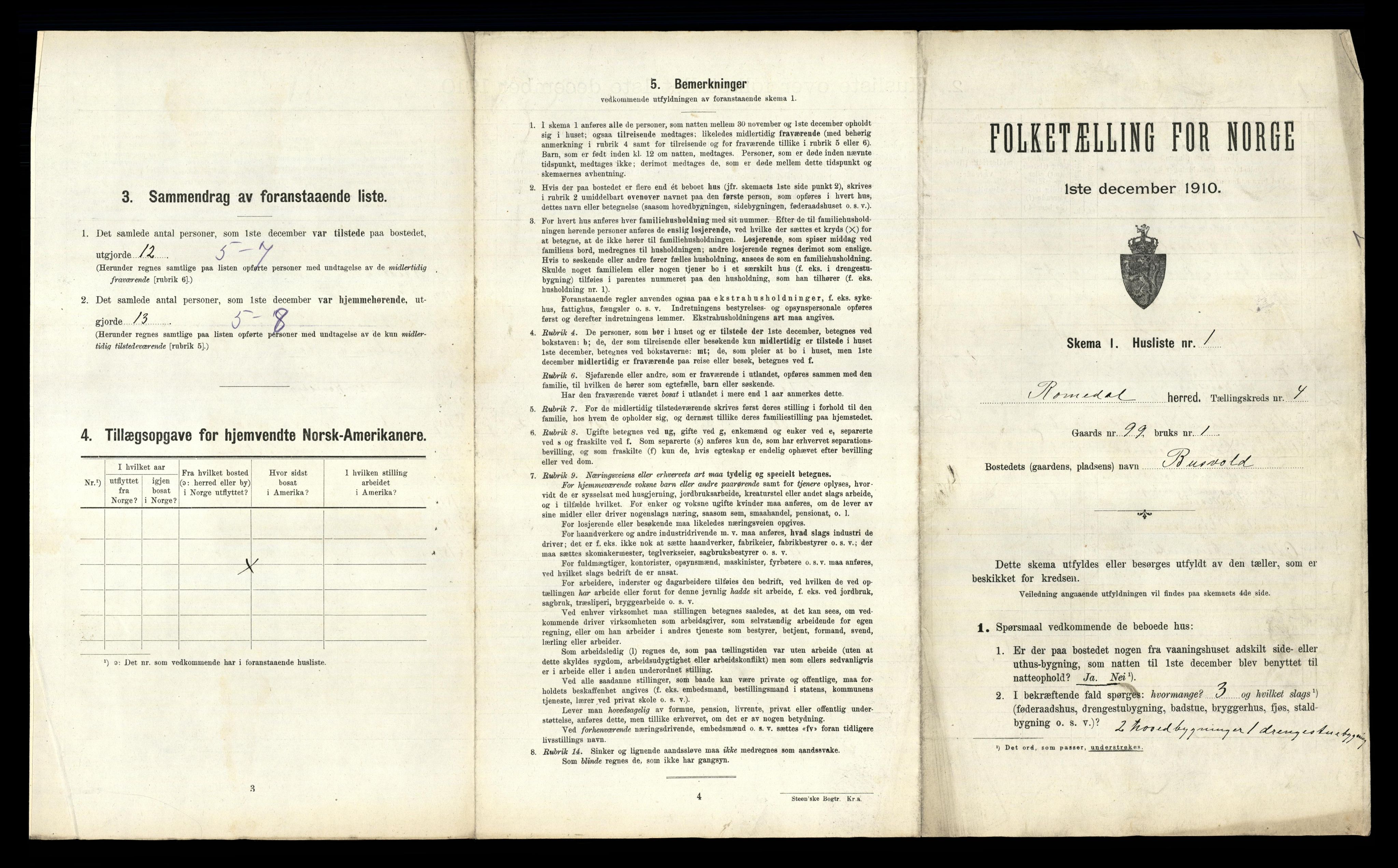 RA, 1910 census for Romedal, 1910, p. 749