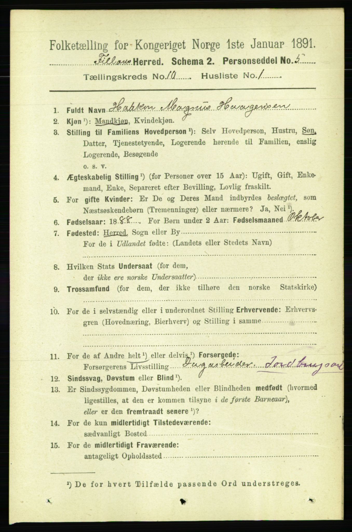 RA, 1891 census for 1616 Fillan, 1891, p. 2645