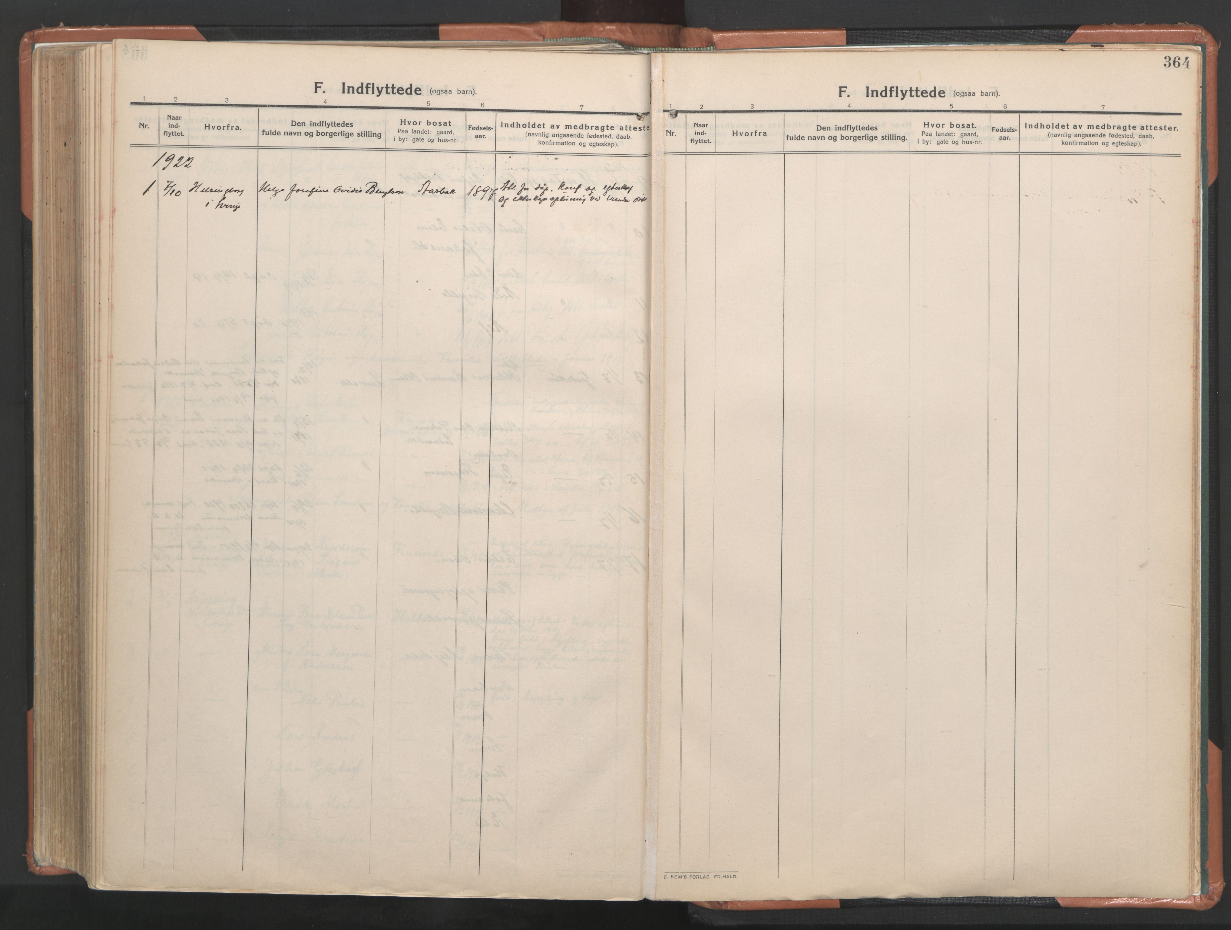 Ministerialprotokoller, klokkerbøker og fødselsregistre - Nordland, SAT/A-1459/849/L0698: Parish register (official) no. 849A09, 1911-1924, p. 364