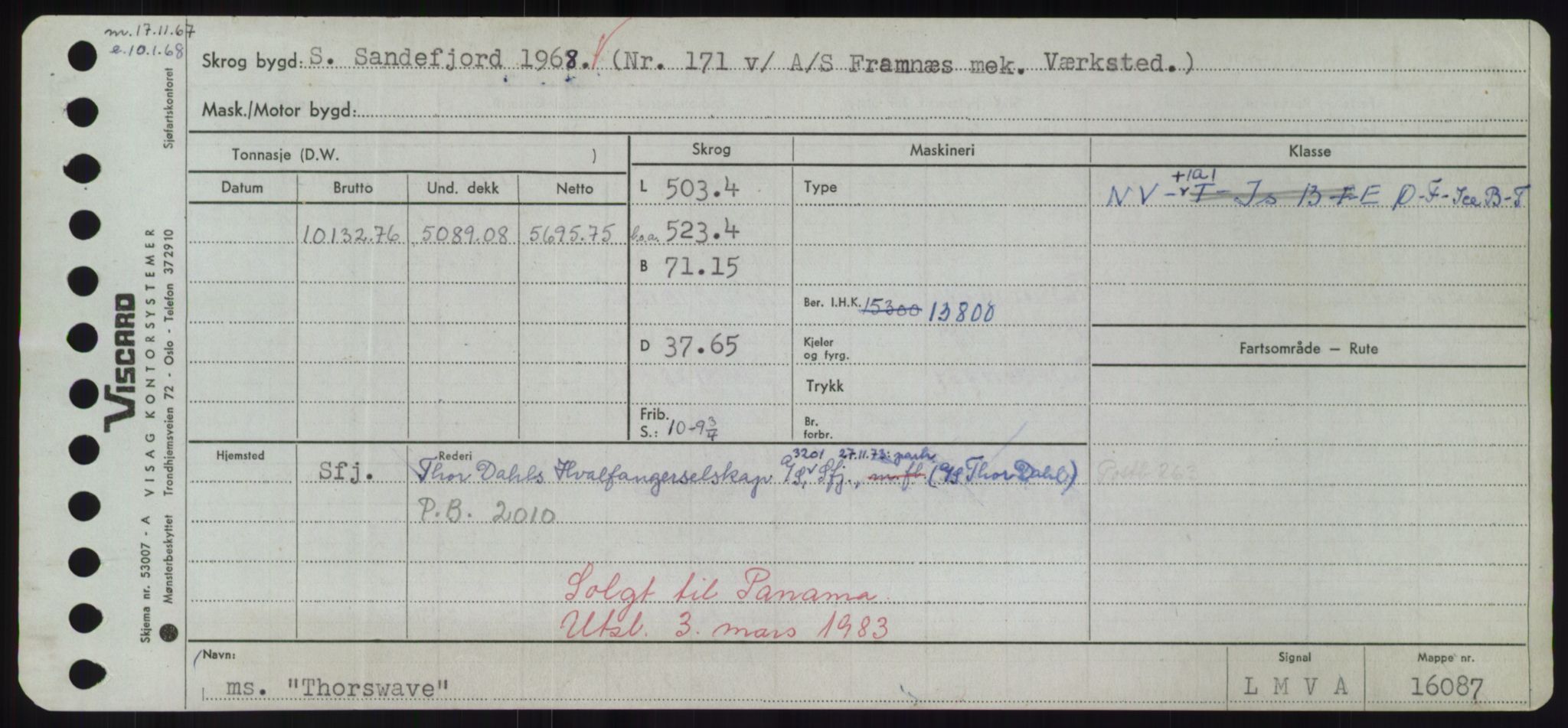 Sjøfartsdirektoratet med forløpere, Skipsmålingen, RA/S-1627/H/Hd/L0038: Fartøy, T-Th, p. 809