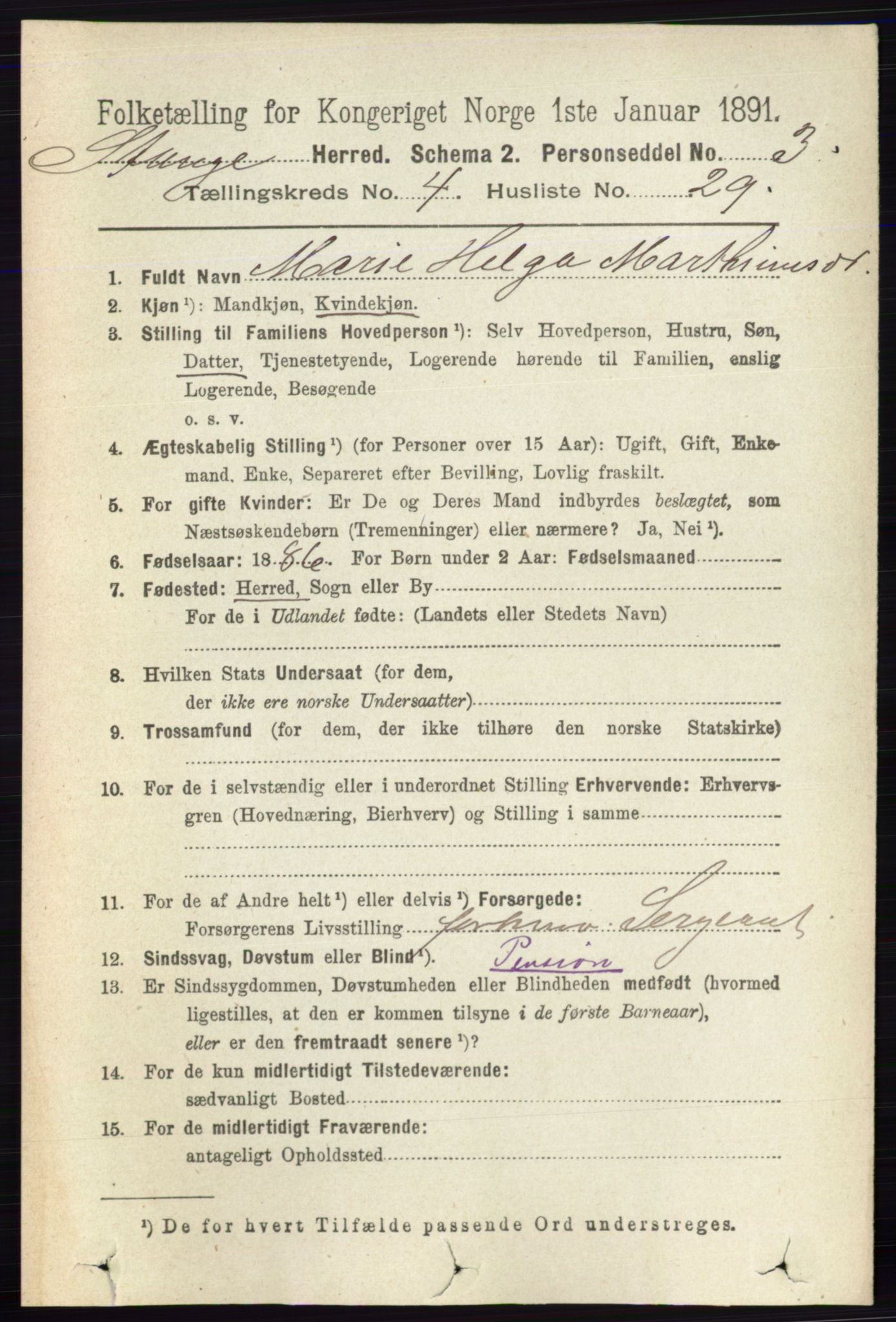 RA, 1891 census for 0417 Stange, 1891, p. 2566