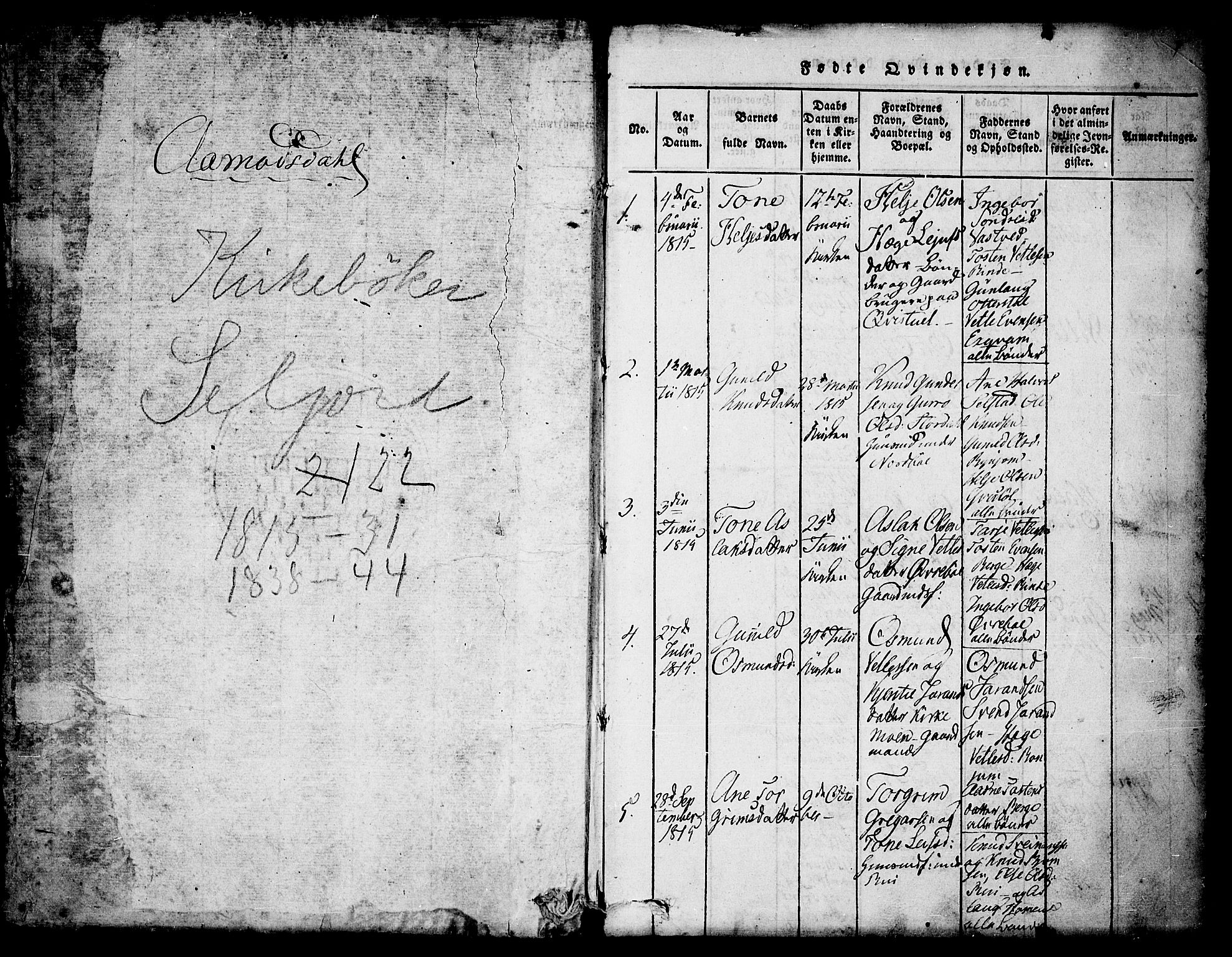 Seljord kirkebøker, SAKO/A-20/F/Fc/L0001: Parish register (official) no. III 1, 1815-1831, p. 1