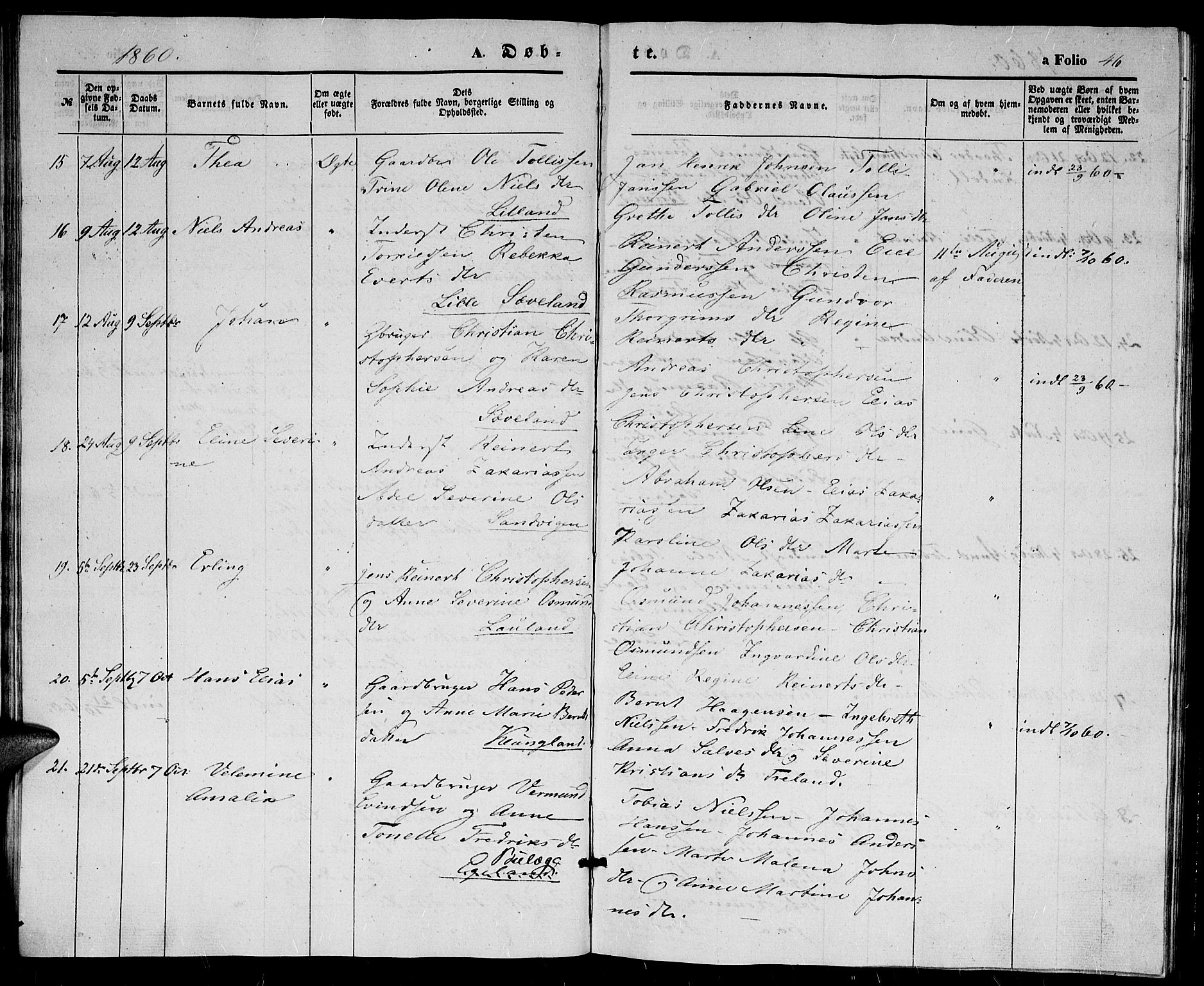 Herad sokneprestkontor, AV/SAK-1111-0018/F/Fb/Fba/L0002: Parish register (copy) no. B 2, 1852-1862, p. 46