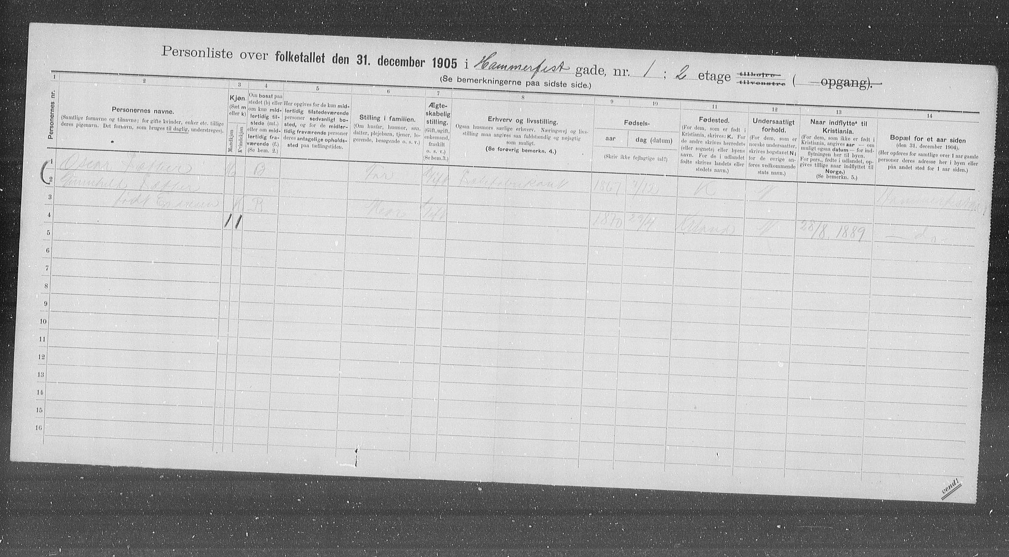 OBA, Municipal Census 1905 for Kristiania, 1905, p. 17692