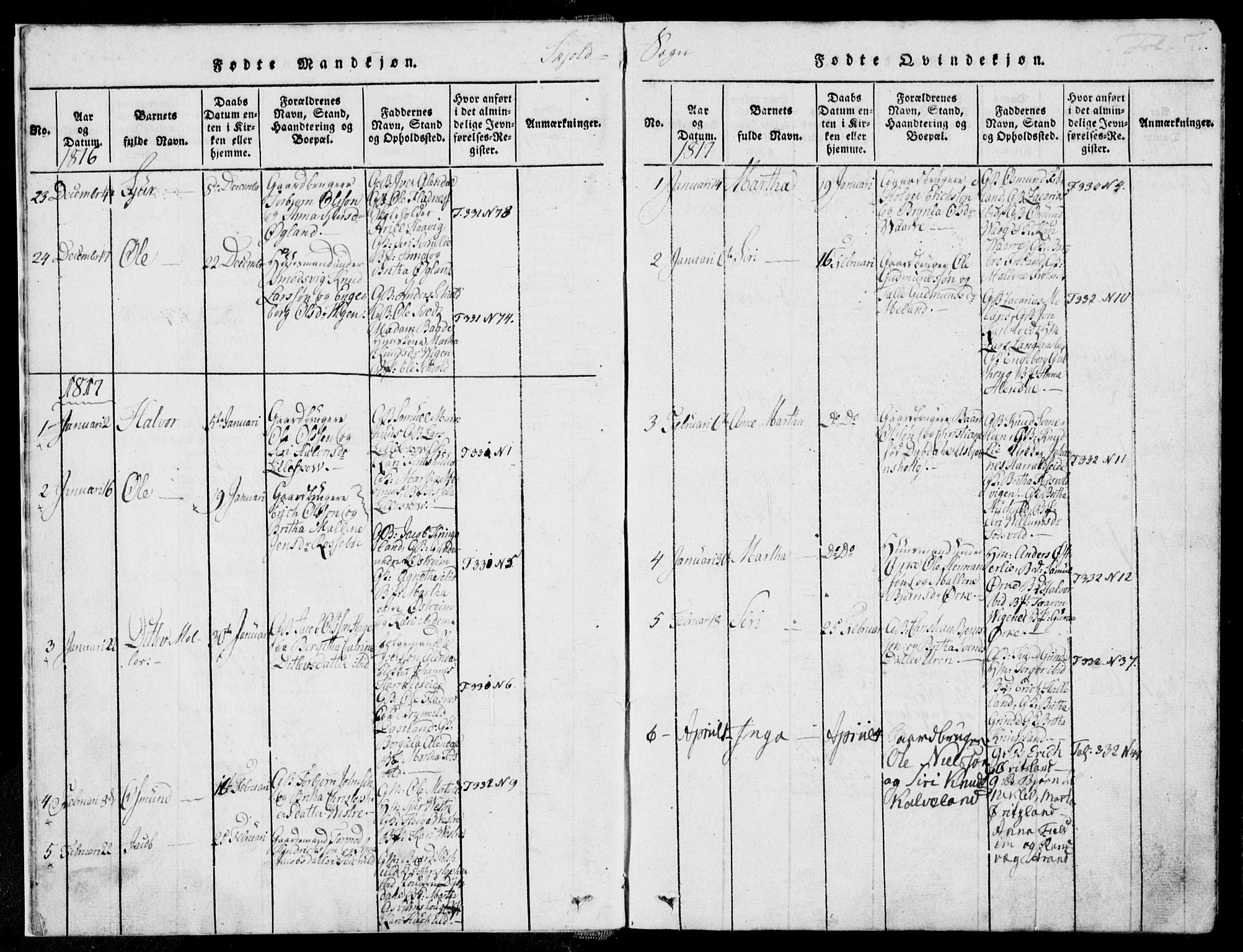 Skjold sokneprestkontor, SAST/A-101847/H/Ha/Haa/L0003: Parish register (official) no. A 3, 1815-1835, p. 7