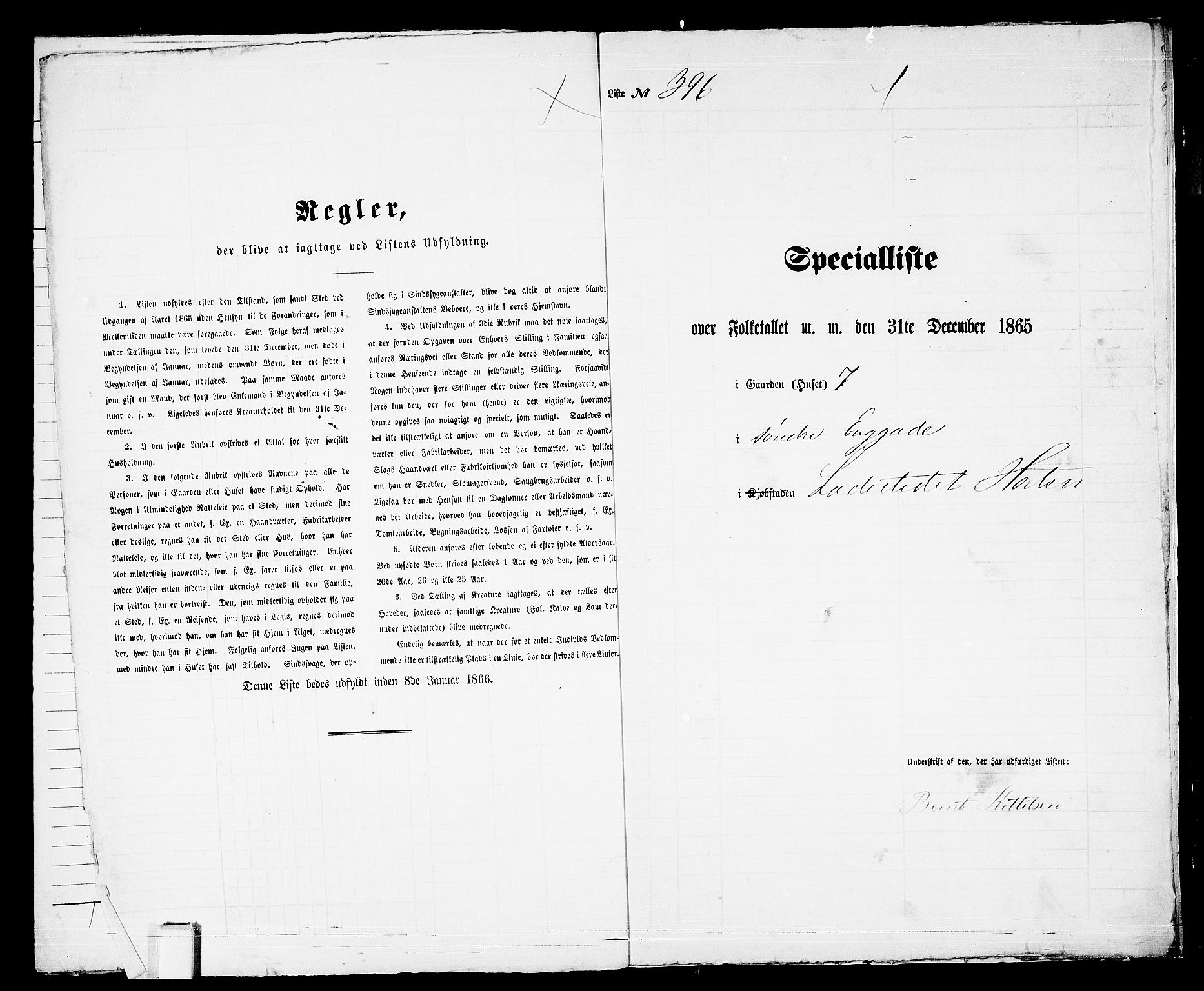 RA, 1865 census for Horten, 1865, p. 829