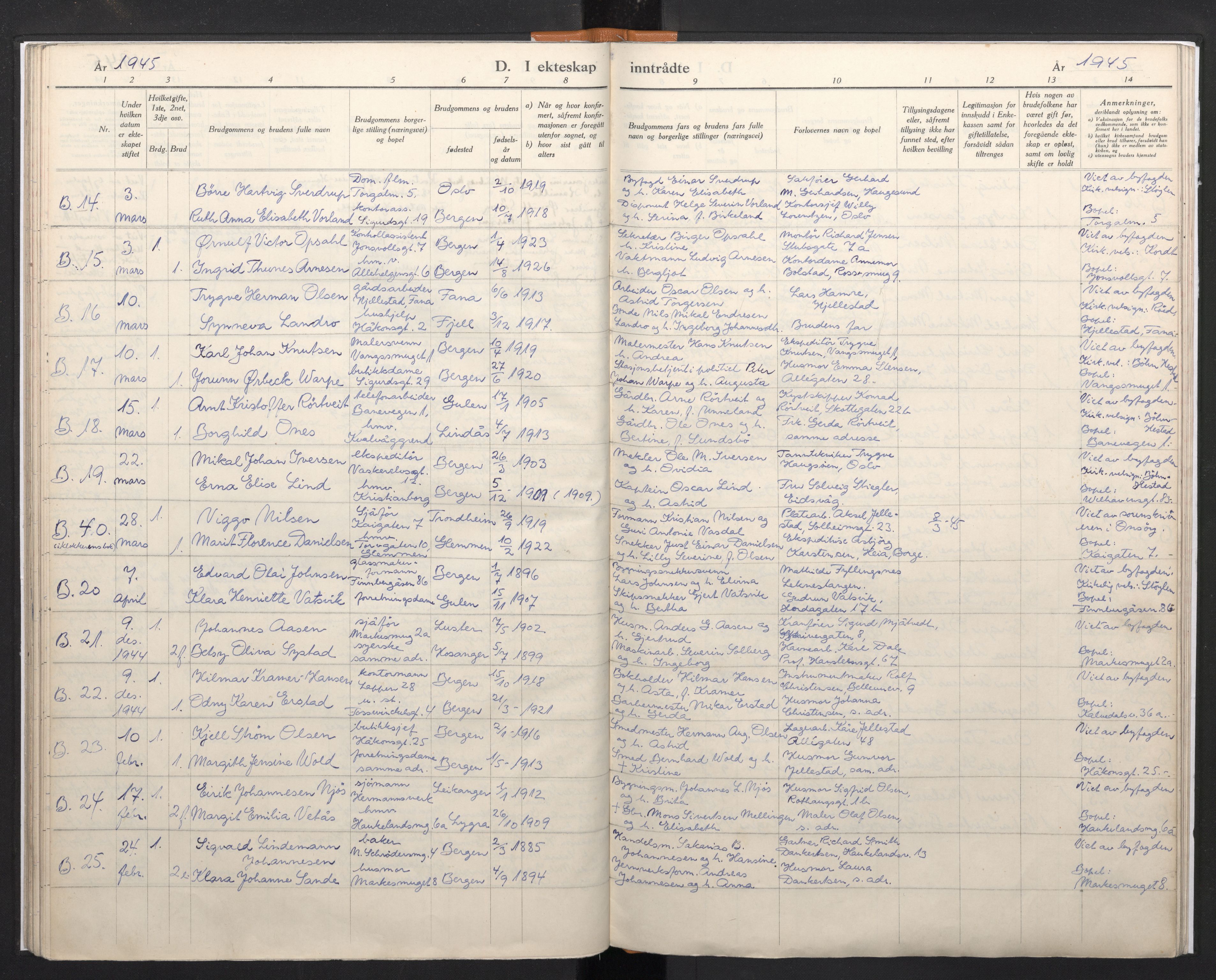 Domkirken sokneprestembete, SAB/A-74801/H/Haa/L0017: Parish register (official) no. A 16, 1944-1945