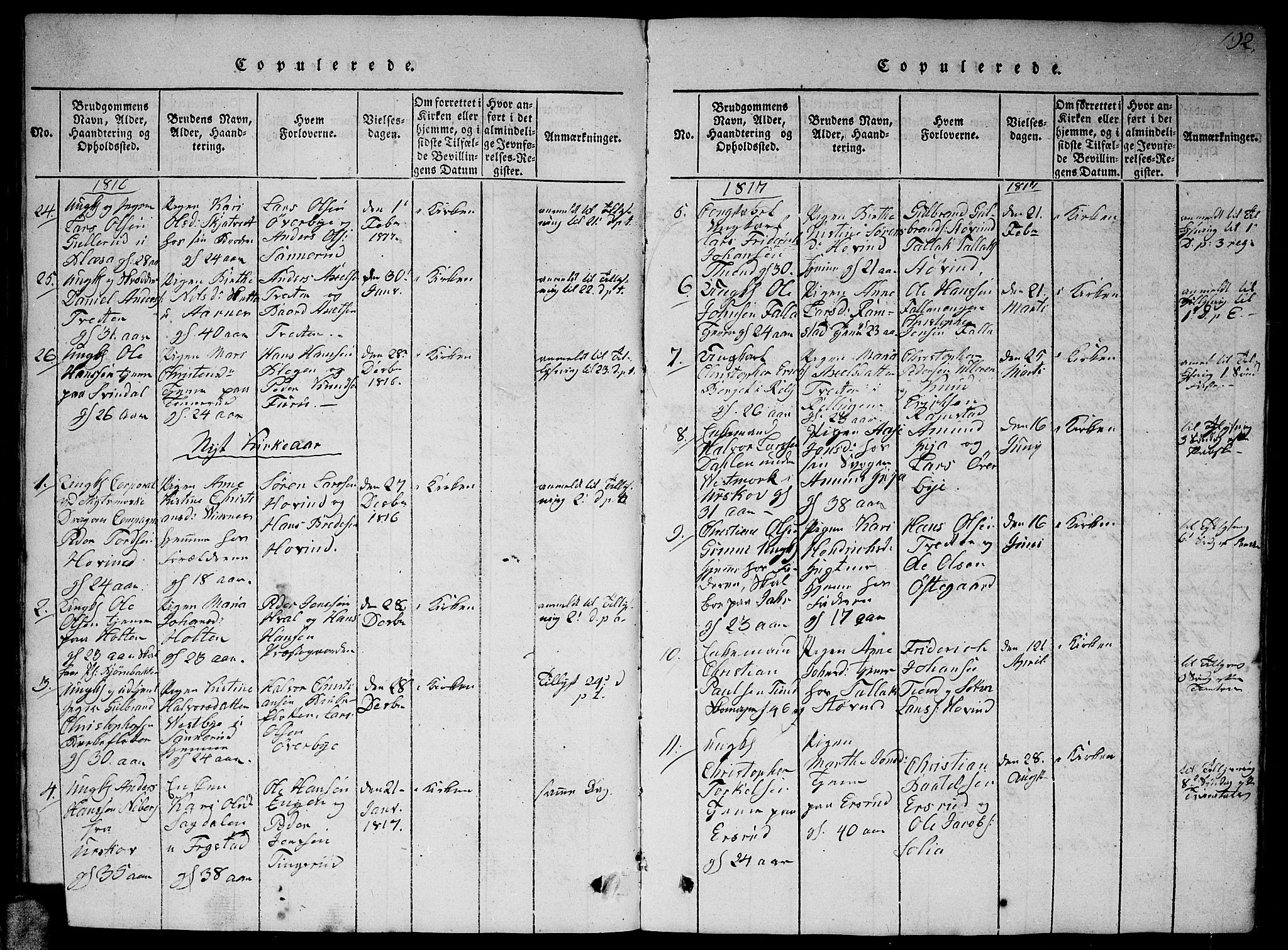 Fet prestekontor Kirkebøker, AV/SAO-A-10370a/G/Ga/L0001: Parish register (copy) no. I 1, 1815-1842, p. 192