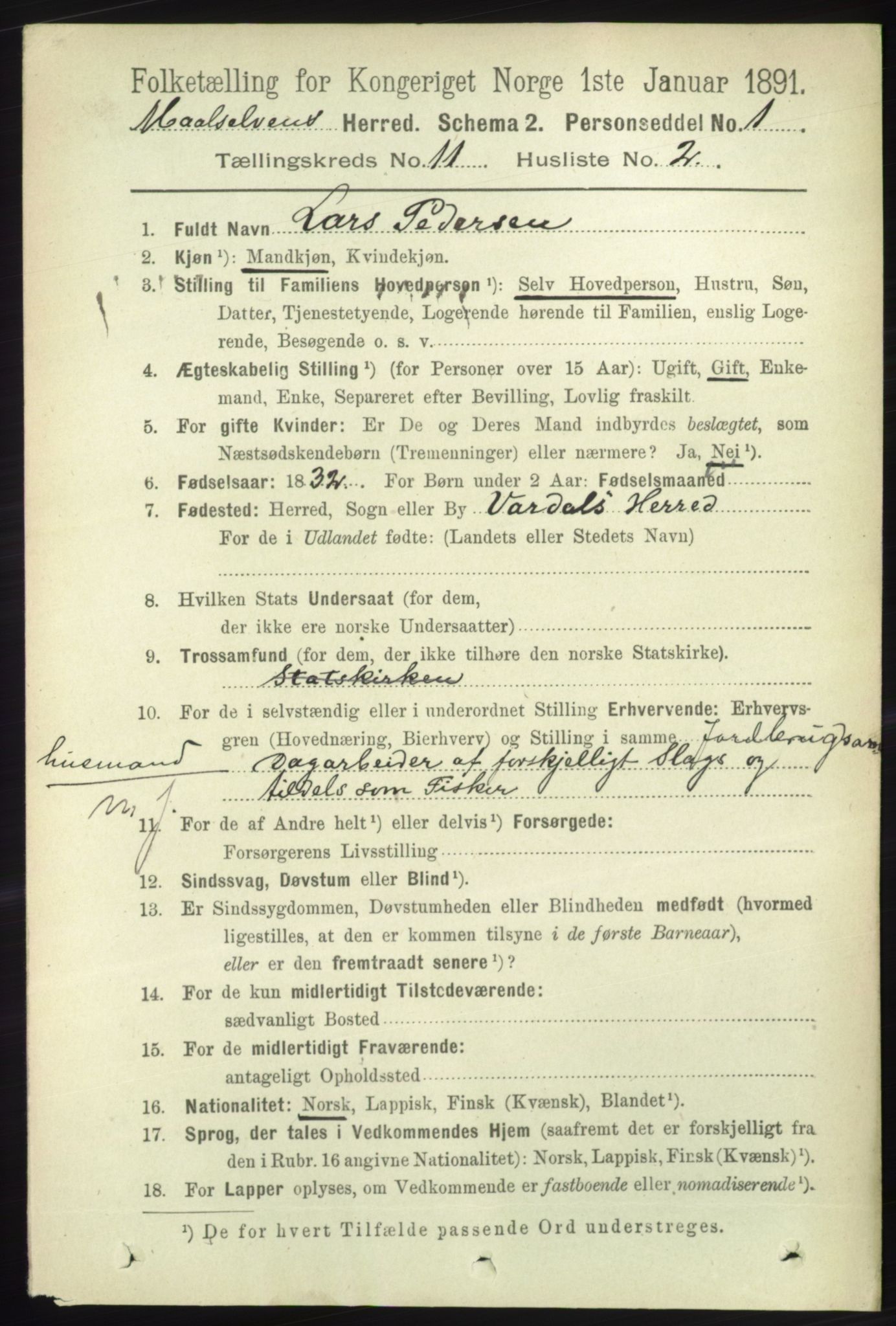 RA, 1891 census for 1924 Målselv, 1891, p. 3279