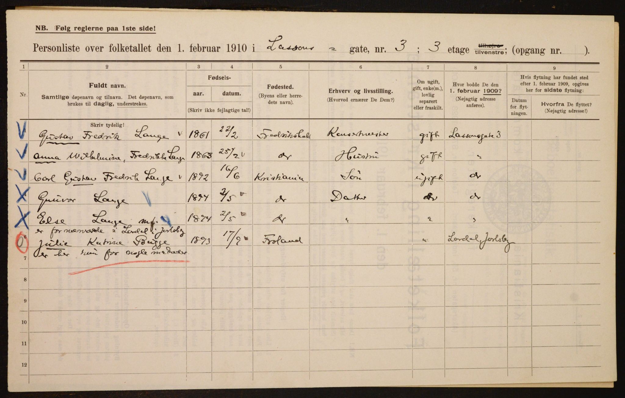 OBA, Municipal Census 1910 for Kristiania, 1910, p. 55279